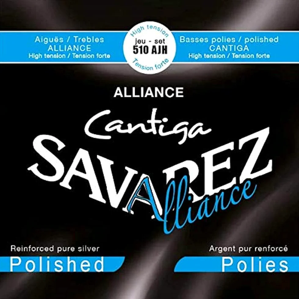 Cuerdas Savarez para guitarra clásica Alliance Cantiga, pulidas, tensión alta, azul, 510AJH