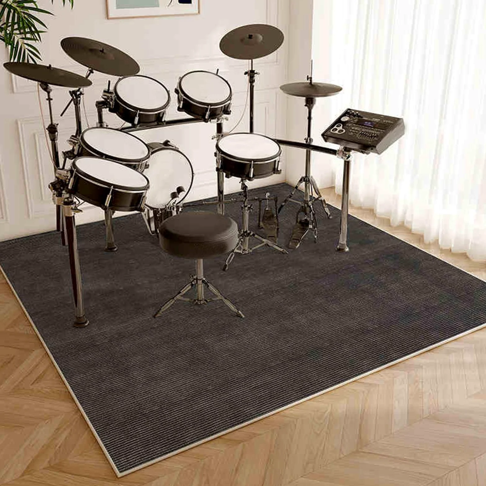 Alfombra para Batería Tambor Alfombra Electrónica de Batería Alfombra Bateria Alfombrilla insonorizada Rectangulares Alfombras para Bombo Caja Alfombrillas Antideslizantes Alfombras Drum 120 x 80 cm