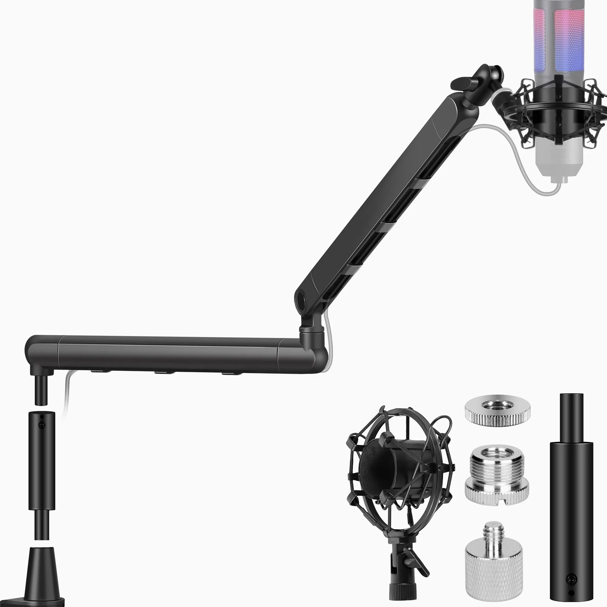 CAHAYA Soporte Brazo Micrófono Mesa - Ajuste Multidireccional Plegable Metal Capacidad de Carga 2500g para Podcasting y Streaming