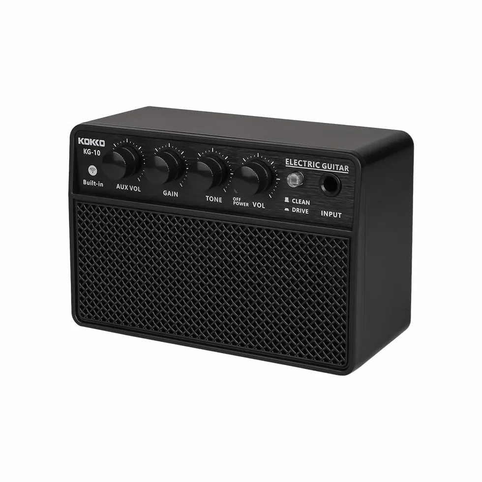 Amplificador de guitarra eléctrica de 10 W pequeño altavoz para ejercicio recargable audio portátil compatible con conexión BT/auriculares interfaz de 6,35 mm