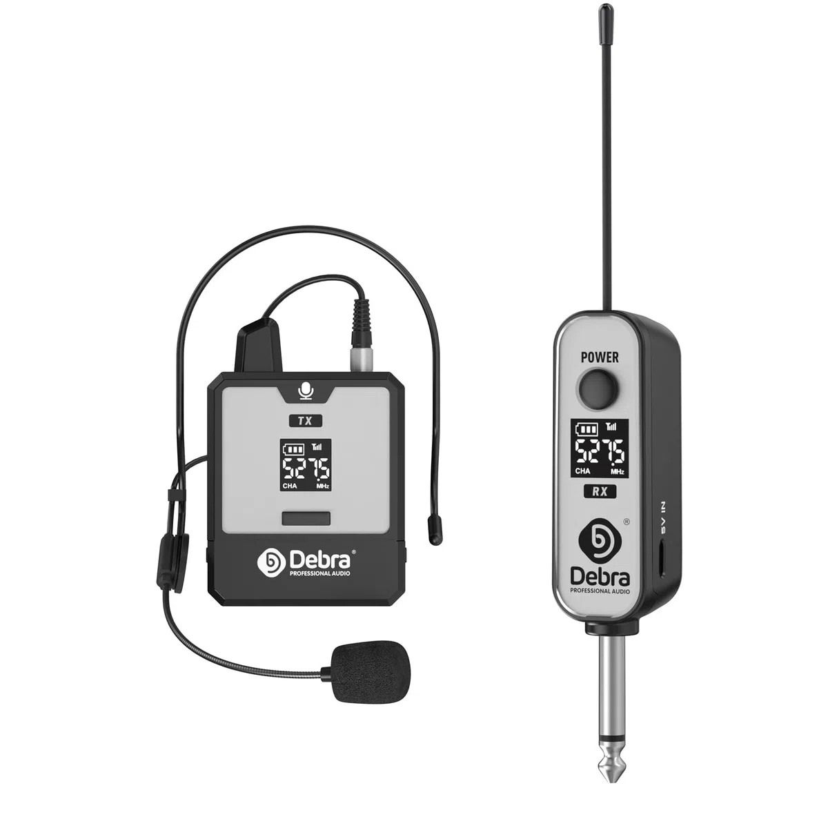 D Debra DT-01 Micrófono Inalámbrico UHF con Receptor – Set de Micrófono de Diadema Recargable, Plug & Play, Alcance 30m, Tecnología Inalámbrica, para Karaoke, Conferencias, Iglesias, Deporte
