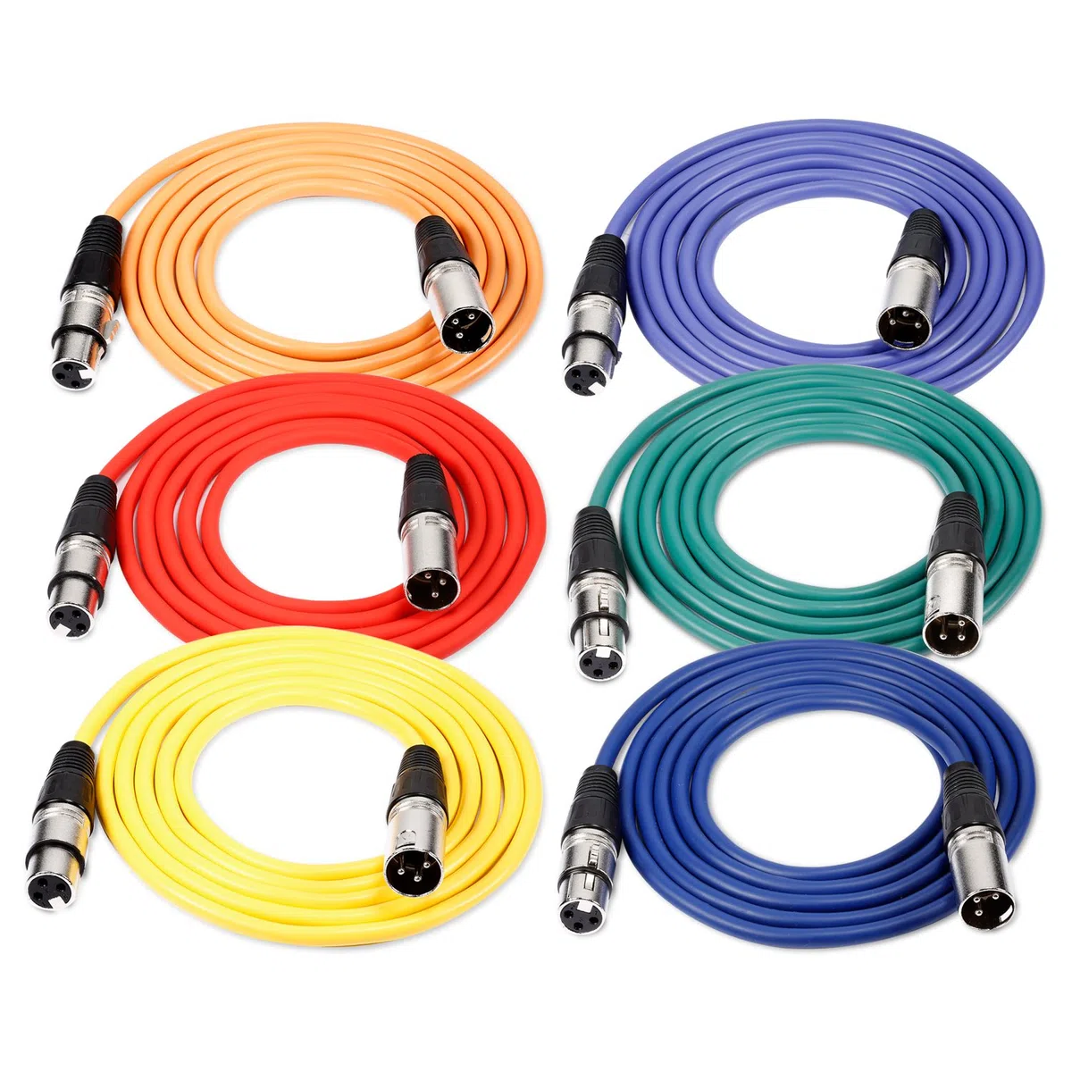 Neewer Pack de 6 cables de audio de 1 metro, XLR macho a XLR hembra, micrófono de color (verde, azul, morado, rojo, amarillo, naranja)