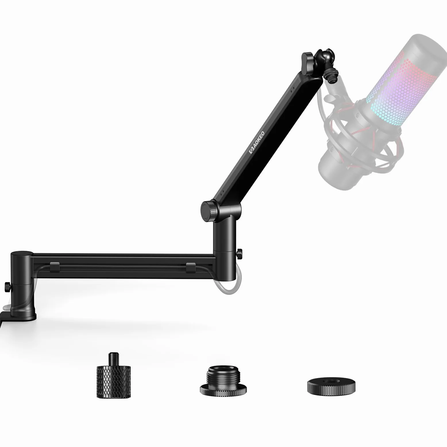 Aokeo AK-58 - Brazo de micrófono ajustable de perfil bajo, adecuado para Blue Yeti, Snowball iCE, HyperX QuadCast, SoloCast, Elgato Wave, etc