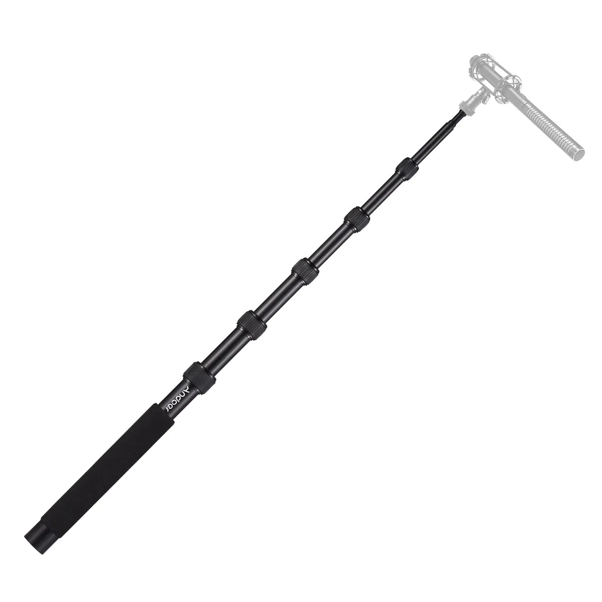 Andoer Soporte de Micrófono, Brazo de micrófono de Mano Extensible de 6 Secciones, Pie de microfono con Tornillo y Rosca de 1/4 Pulgadas, empuñadura de Espuma, 46 cm-200 cm
