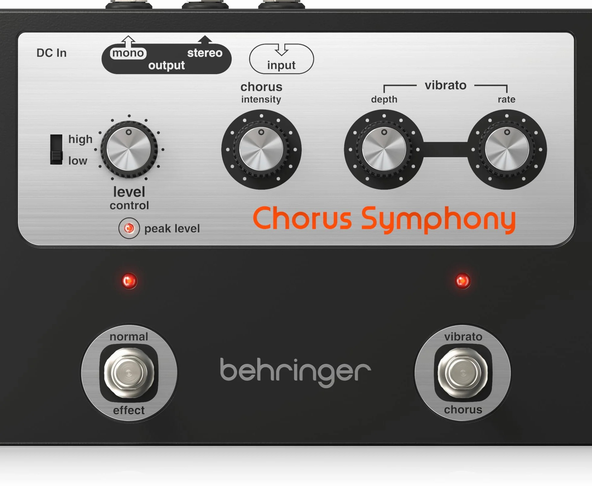 Behringer CHORUS SYMPHONY Pedal de Modulación Vintage de Los 70 con Modos BBD Chorus y Vibrato, Rango de Entrada Variable y Amplio Efecto 3D Stereo