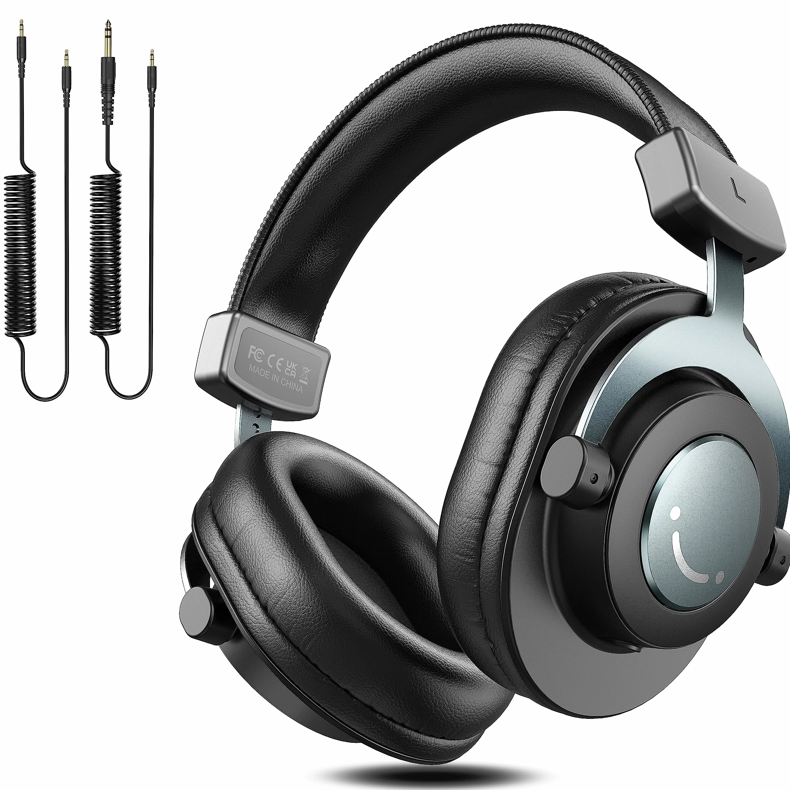 FIFINE Auriculares DJ con Cable, Auriculares de Estudio y Monitor, 50mm Controladores, Auriculares de Monitorización con 3.5 y 6.35mm Conector de Audio para PC Grabación de Teléfono Piano Guitarra