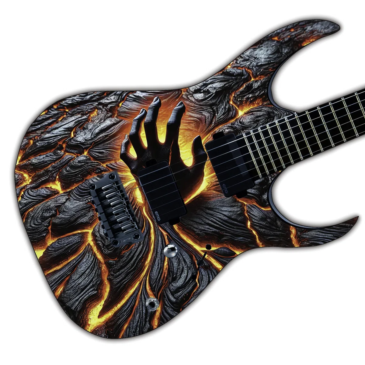 DesignDivil Adhesivo de vinilo impreso laminado GS229 para guitarra o bajo con texto en inglés "The Lava Hand"