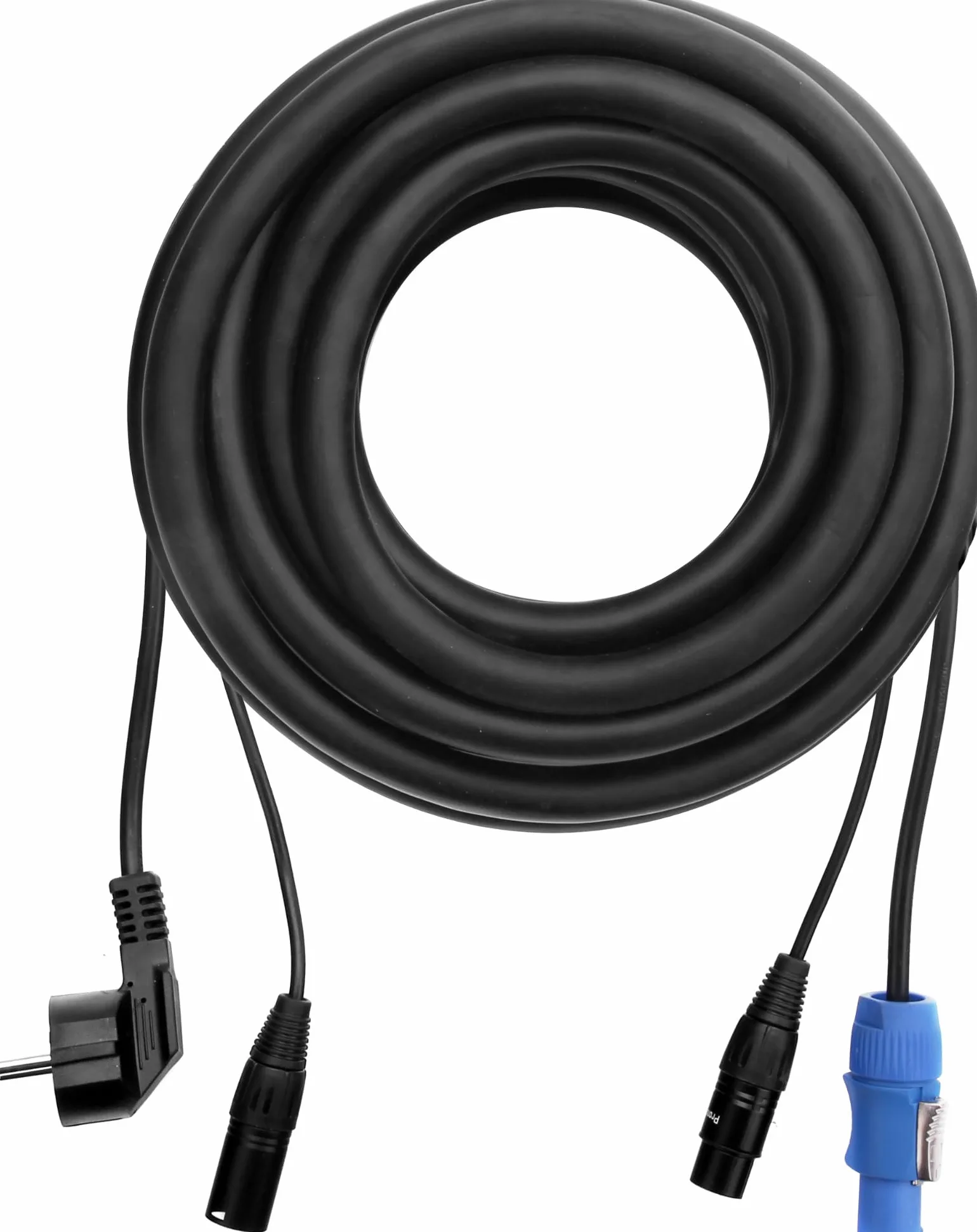 Pronomic Stage EUPPD-10 Cable Híbrido Compatible Schuko/Powercon + DMX 3 polos, 10m (ideal para cableado de efectos de luz y iluminación de escenario)