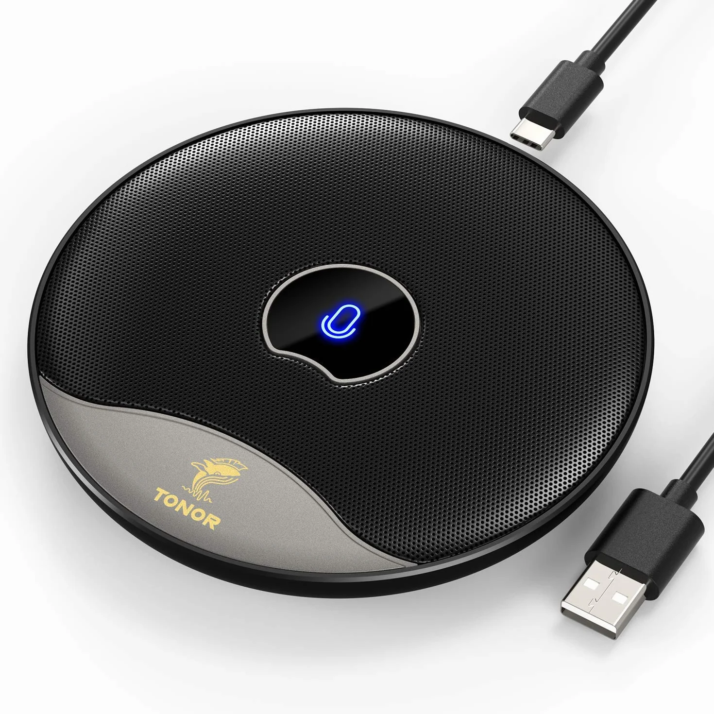 TONOR Micrófono USB para Conferencias, Micrófono de Condensador Omnidireccional para PC con Botón de Silencio para Reuniones/Clases en Línea, Llamadas Zoom, Skype, Conectar y Listo (TM20)