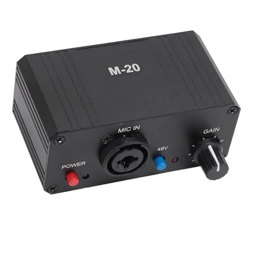 Preamplificador de Micrófono, Amplificador de Ganancia de Micrófono de Alta Ganancia de 48 V, Preamplificador de Micrófono de Salida XLR de Potencia Fantasma de bajo Ruido, para