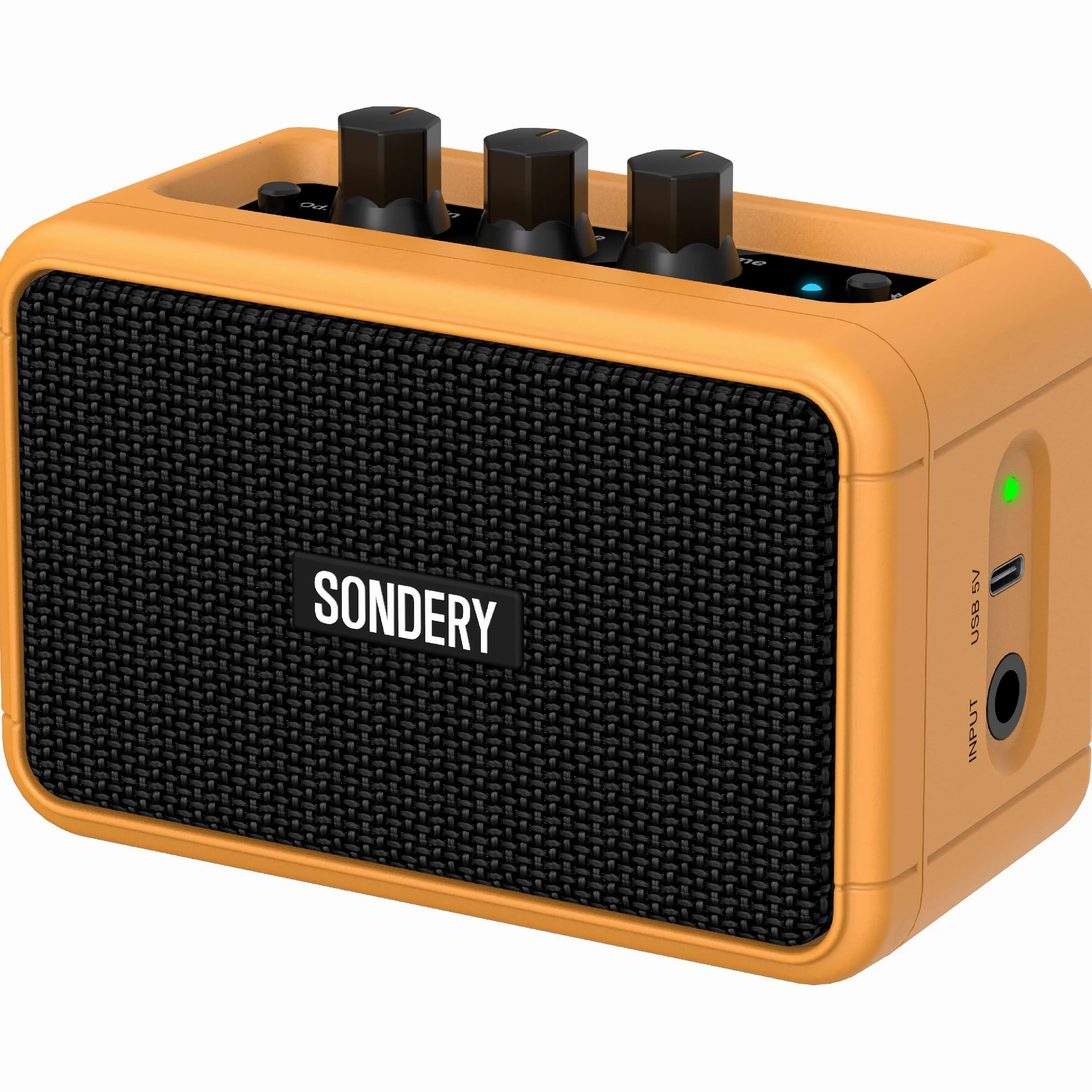 Sondery Mini Amplificador de Guitarra Bluetooth con Bocineros Duplos 5W, Recargable y Portátil, con Efectos de Sobredosis y Limpios para Guitarras Eléctricas