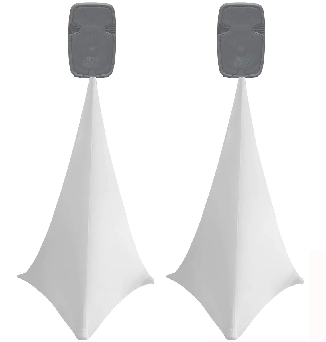 2 soportes elásticos de elastano de doble cara blancos para altavoces, cubierta de trípode (blanco)
