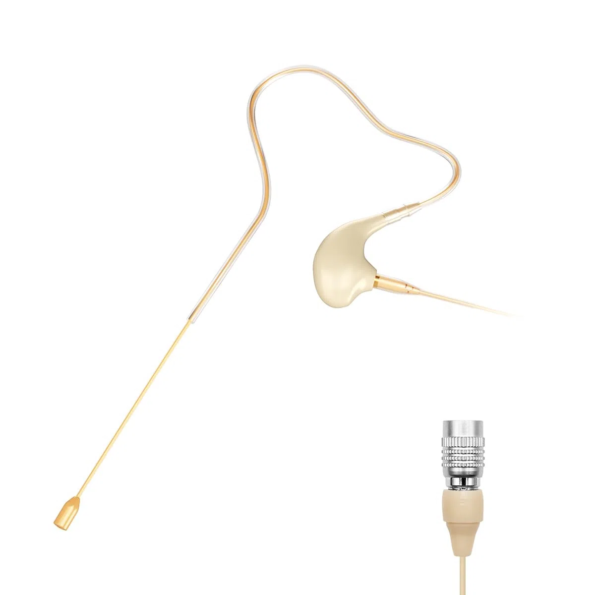 KIMAFUN Micrófono de Diadema Headworn de un Solo sobre Orejera Colgante de Condensador Compatible con el Transmisor de Bolsillo del Sistema Inalámbrico Audio-Technica, Beige, HC-830 T4