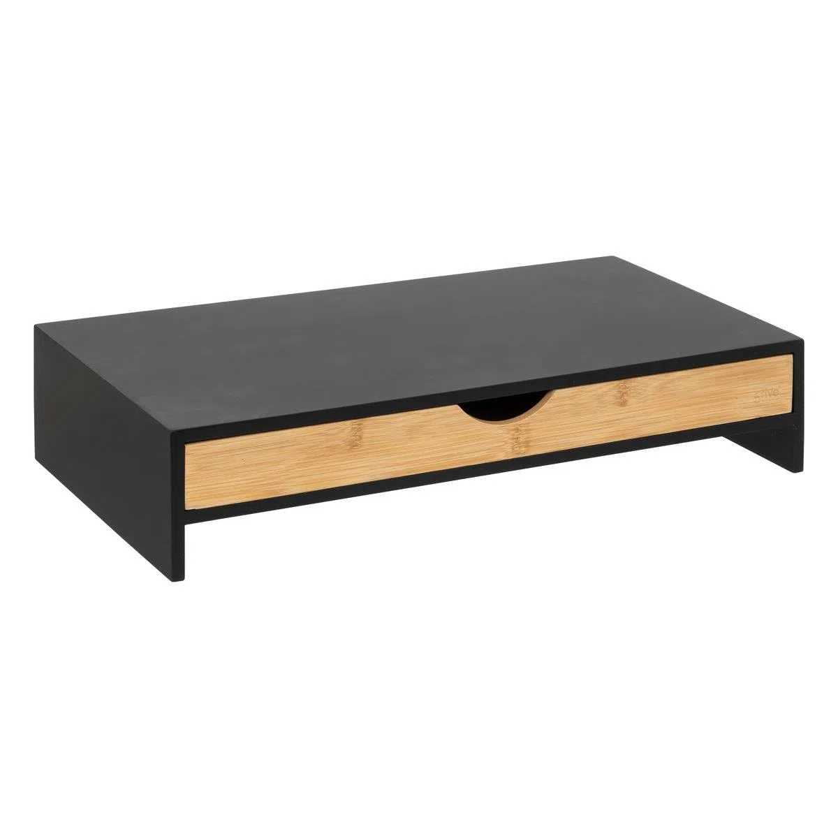 5 five simply smart 5five - Elevador de Monitor de bambú Bava - Negro, 47 x 25 x 10 cm, con cajón de Almacenamiento - Organizador para Oficina y hogar