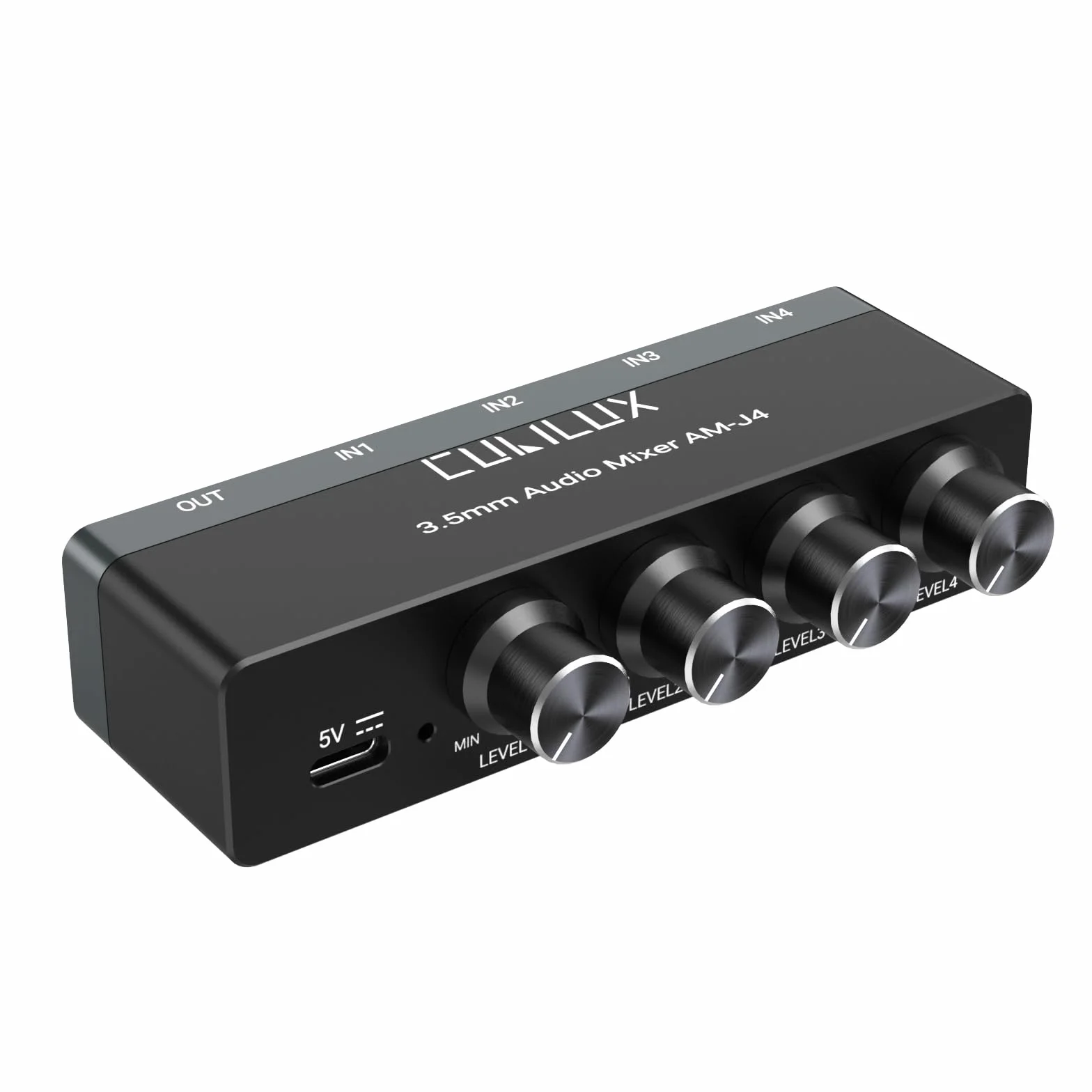 Cubilux Mezclador de Audio de 4 Canales 3.5mm, Mezclador de Audio Mini de Ultra Bajo Ruido para Sub-Mezcla, Entrada 1/8 TS/TRS, Selector Estéreo Adecuado para Guitarras, Bajos, Teclados