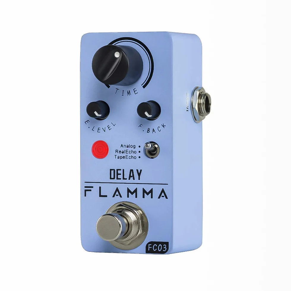 FLAMMA FC03 - Pedal de retardo para guitarra eléctrica, 3 modos de efectos de retardo, cinta analógica de eco real, Echo True Bypass