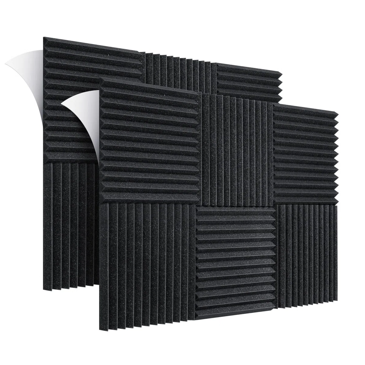 Paneles de Espuma Acústica, Paneles Acústicos con Respaldo Adhesivo, 24 Piezas Insonorizacion Acustica Pared para Estudio, Podcasting, Estudios de Grabación, Oficinas (30x30x2.5cm)