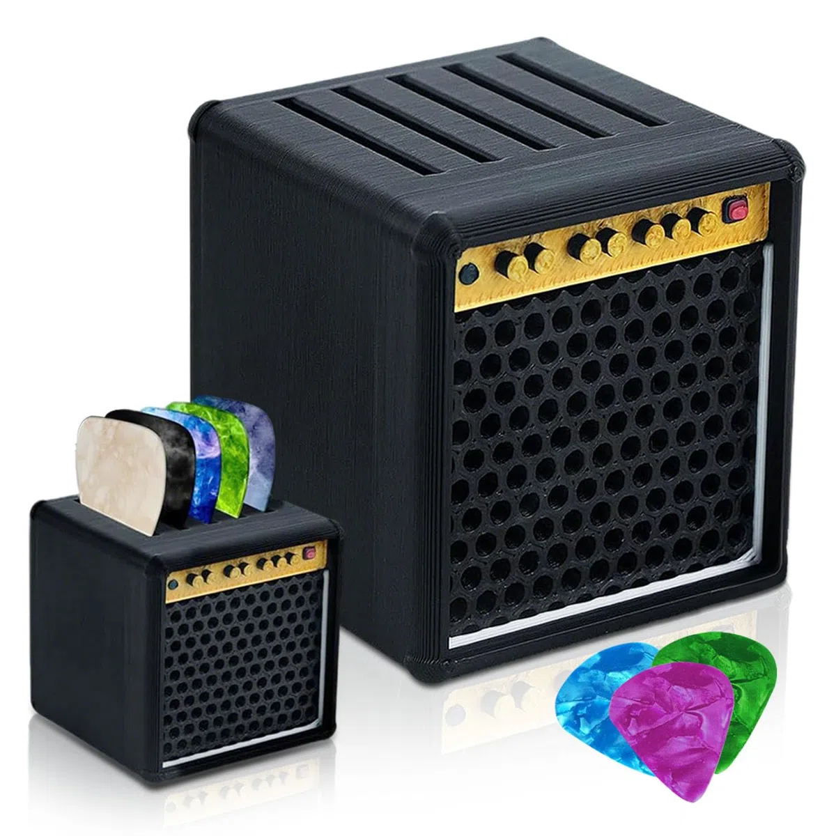 Caja de almacenamiento para púas de guitarra, Ecológico PLA Portapúas de guitarra, Mini Portapúas de guitarra, Impresión 3D Altavoz Portapúas, Regalo para amantes de la música, para guitarristas