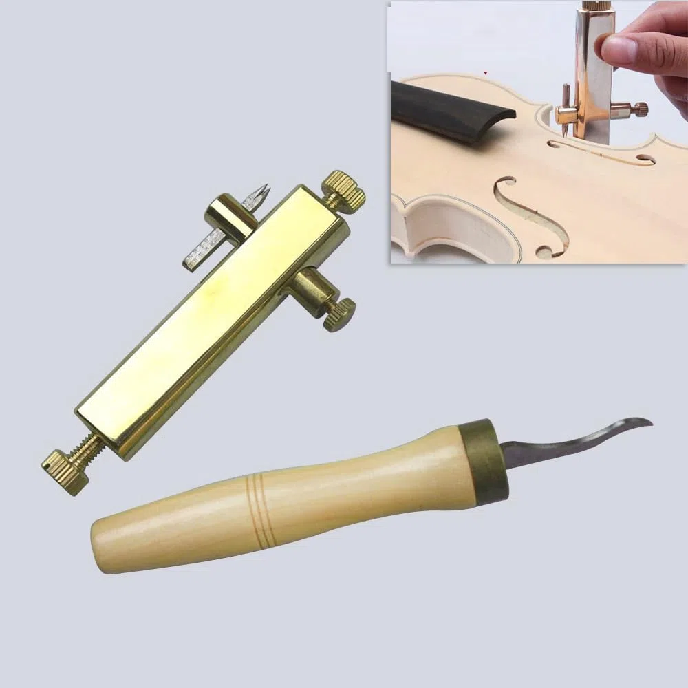 Yinfente 1 juego de herramientas de purfling de latón con incrustaciones de ranura incrustadas, cuchillo luthier para hacer violín viola