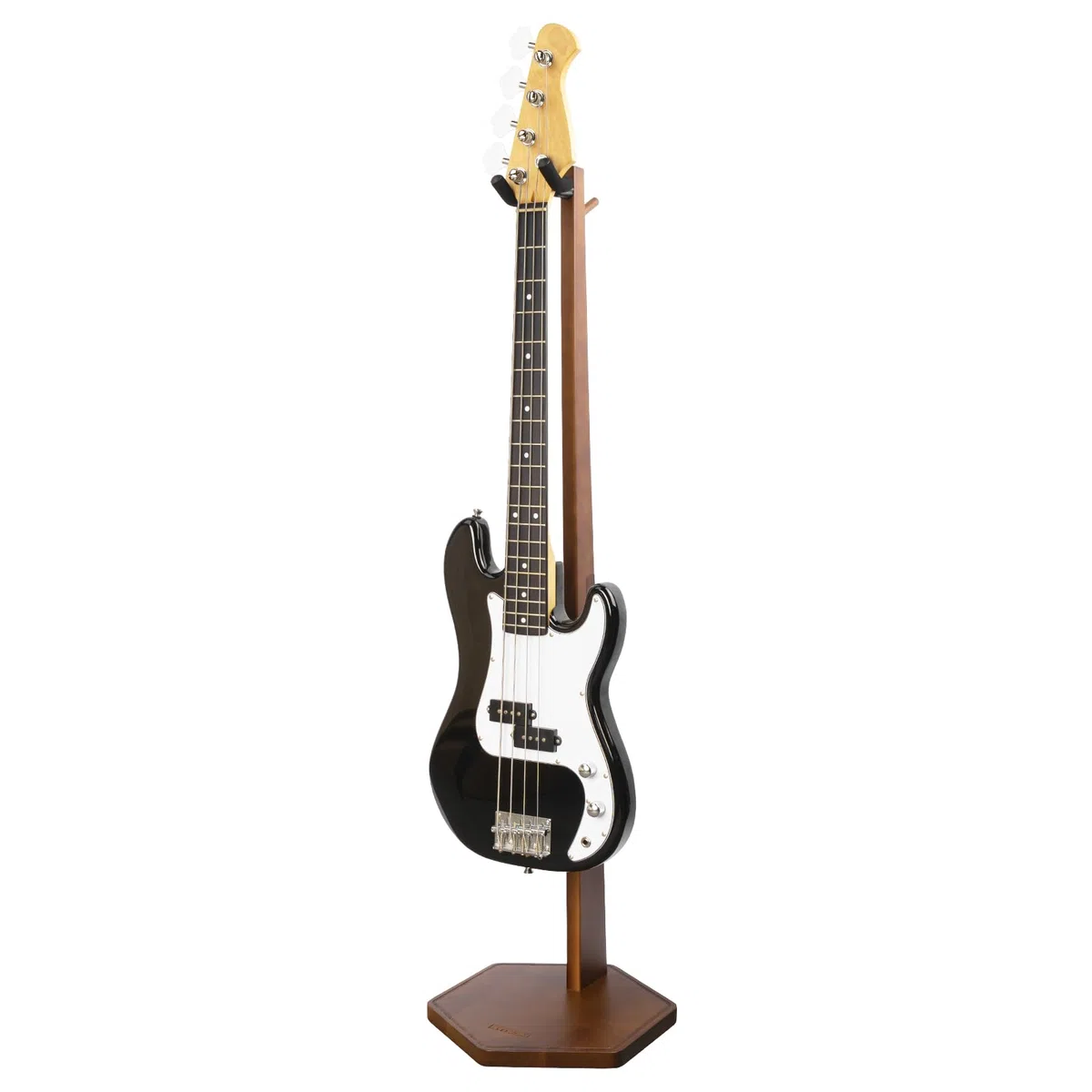 STRICH Soporte para bajo, expositor de guitarra de madera de 112 cm de altura, soporte para guitarra de nogal con gancho para el hogar y el estudio (FH-2, expositor para bajo)