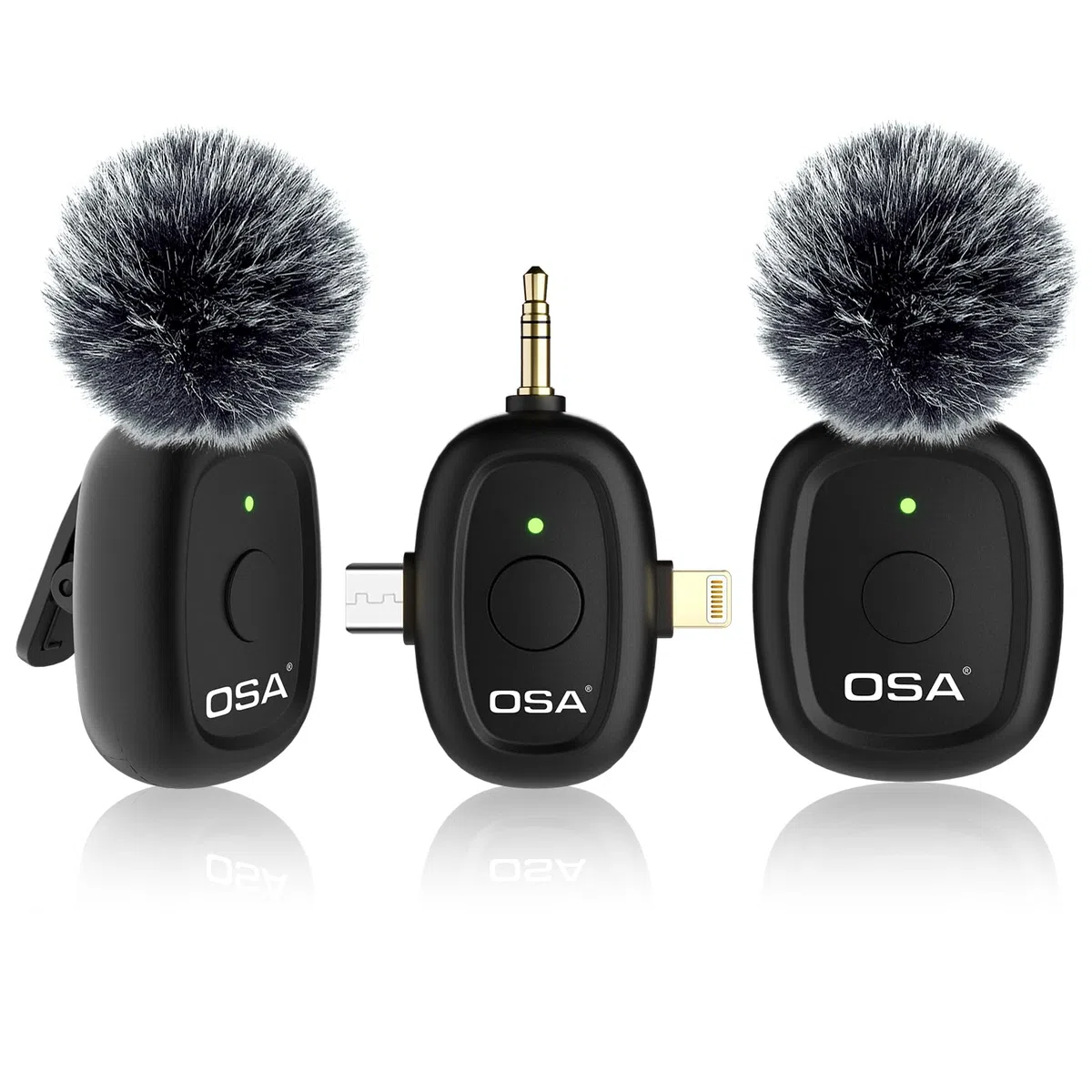 OSA 3 en 1 microfono inalambrico para cámara, iOS, Android y portátil, 8H Long Working Time Lapel Mic con reducción de Ruido para grabación de vídeo, Vlog, Youtube, TikTok