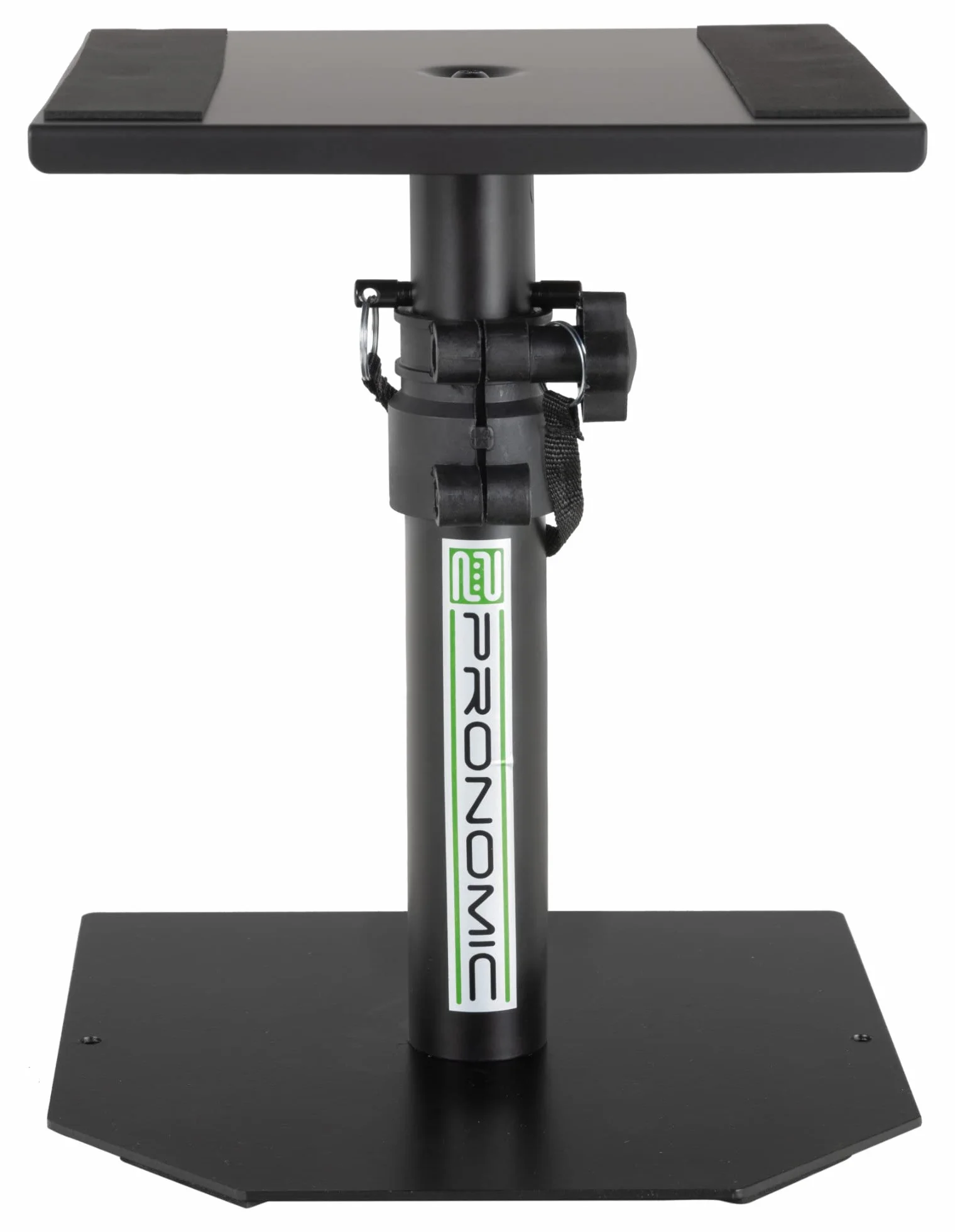 Pronomic SLS-36P BK Soporte de Mesa para Monitores de Estudio, robusto y estable, altura ajustable 25,5-41 cm, superficie con tiras de cierre de contacto, color negro.