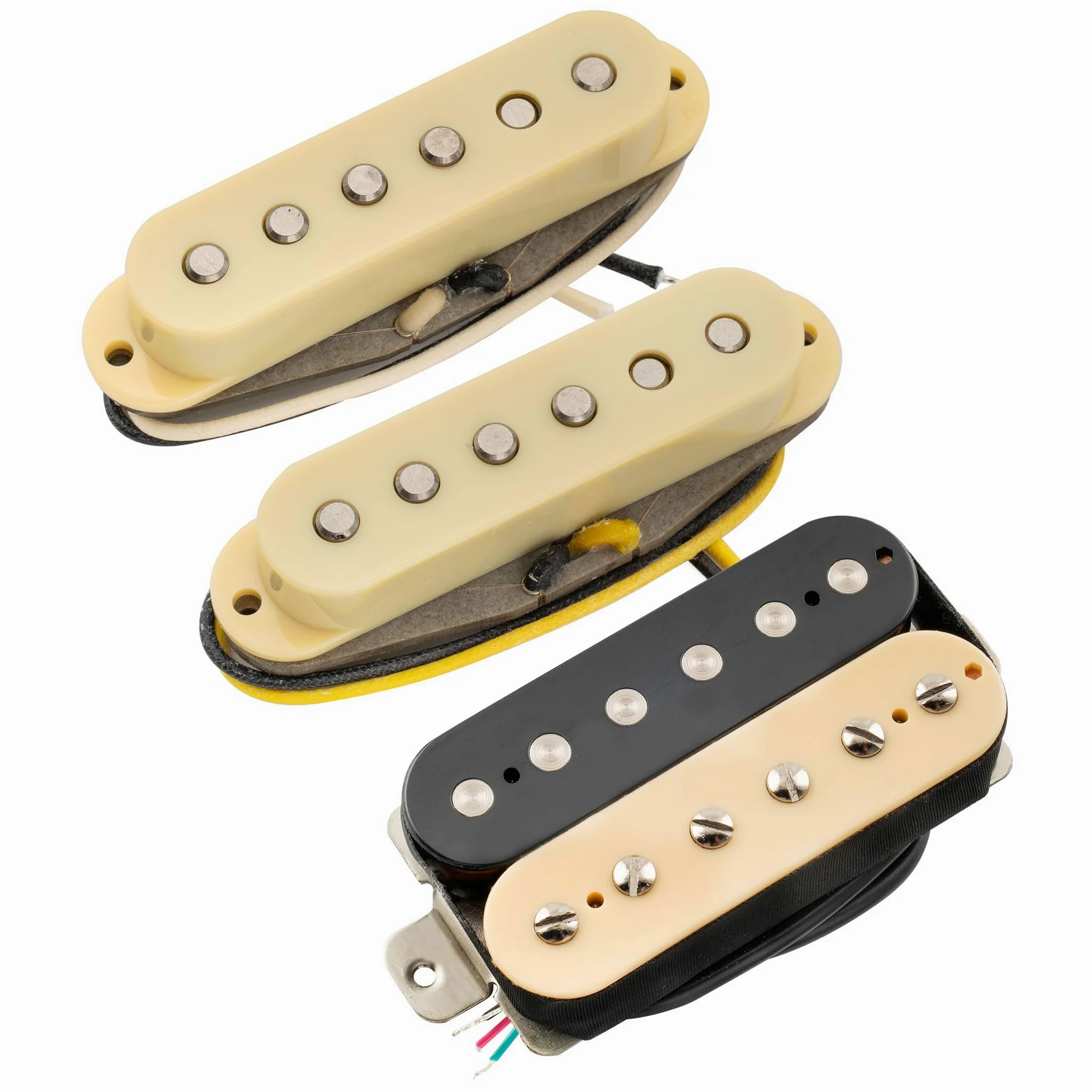 Musiclily Pro ST-TX Alnico 5 Staggered Pastillas Single Coil y Humbucker Descubierta ST-HSS Mástil Medio Puente Pickups Set para Guitarra Eléctrica tipo Strat, Zebra
