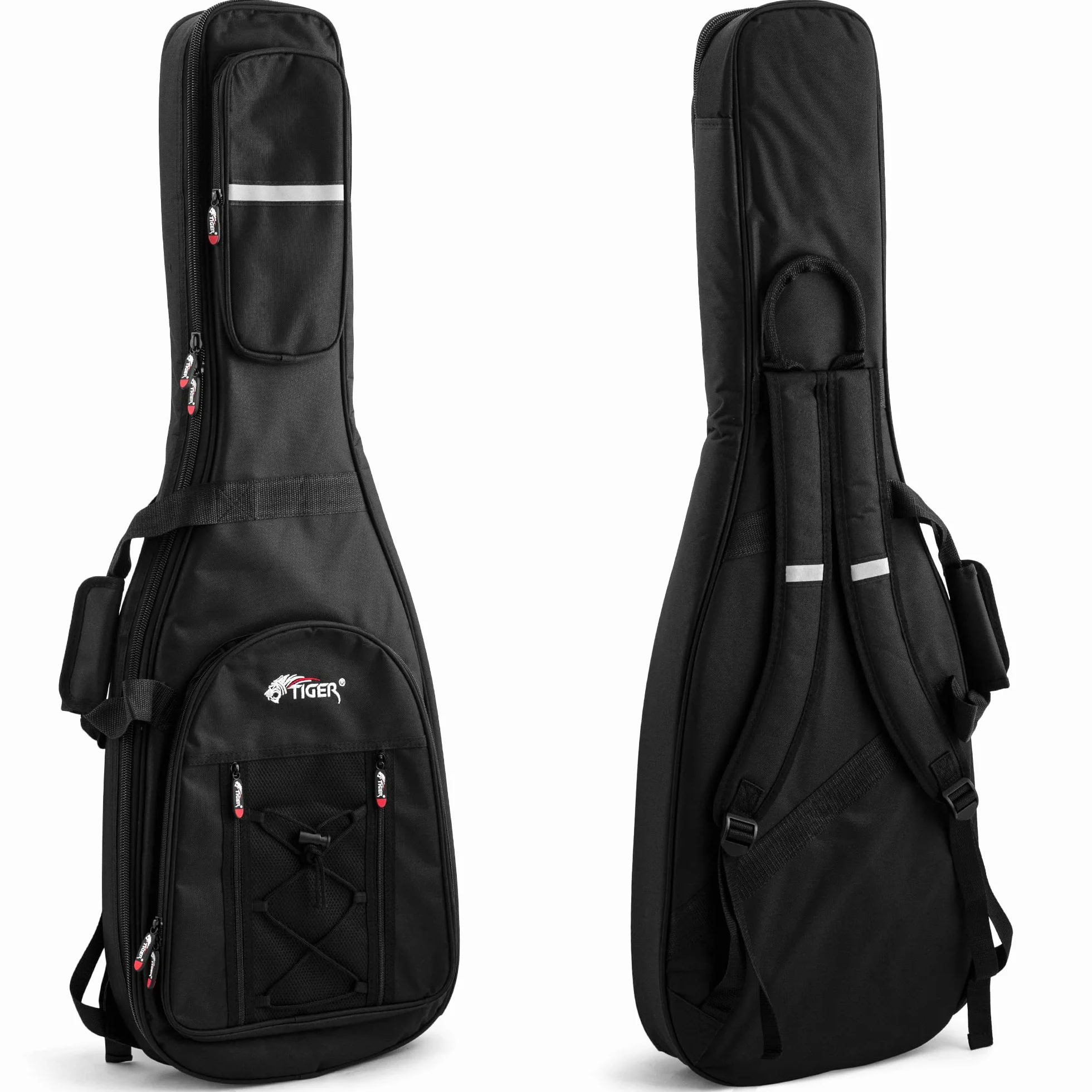 Tiger GGB42-EL Luxus - Funda para guitarra eléctrica | Funda de lujo con asa y correas, acolchado protector EPE de 18 mm, color negro