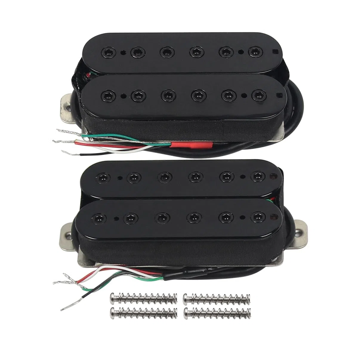 FLEOR Pastilla de cuello de guitarra eléctrica Alnik 5 y juego de pastillas de puente 15-16K Pastillas humbucking de doble bobina negras