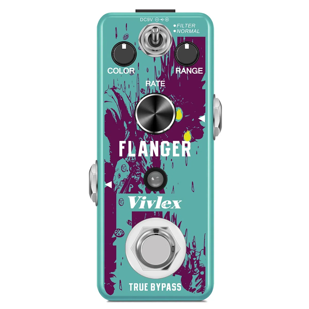 Flanger - Pedal de efectos para guitarra (Mini analógico, interruptor de pie para guitarra eléctrica, con carcasa totalmente metálica, True Bypass