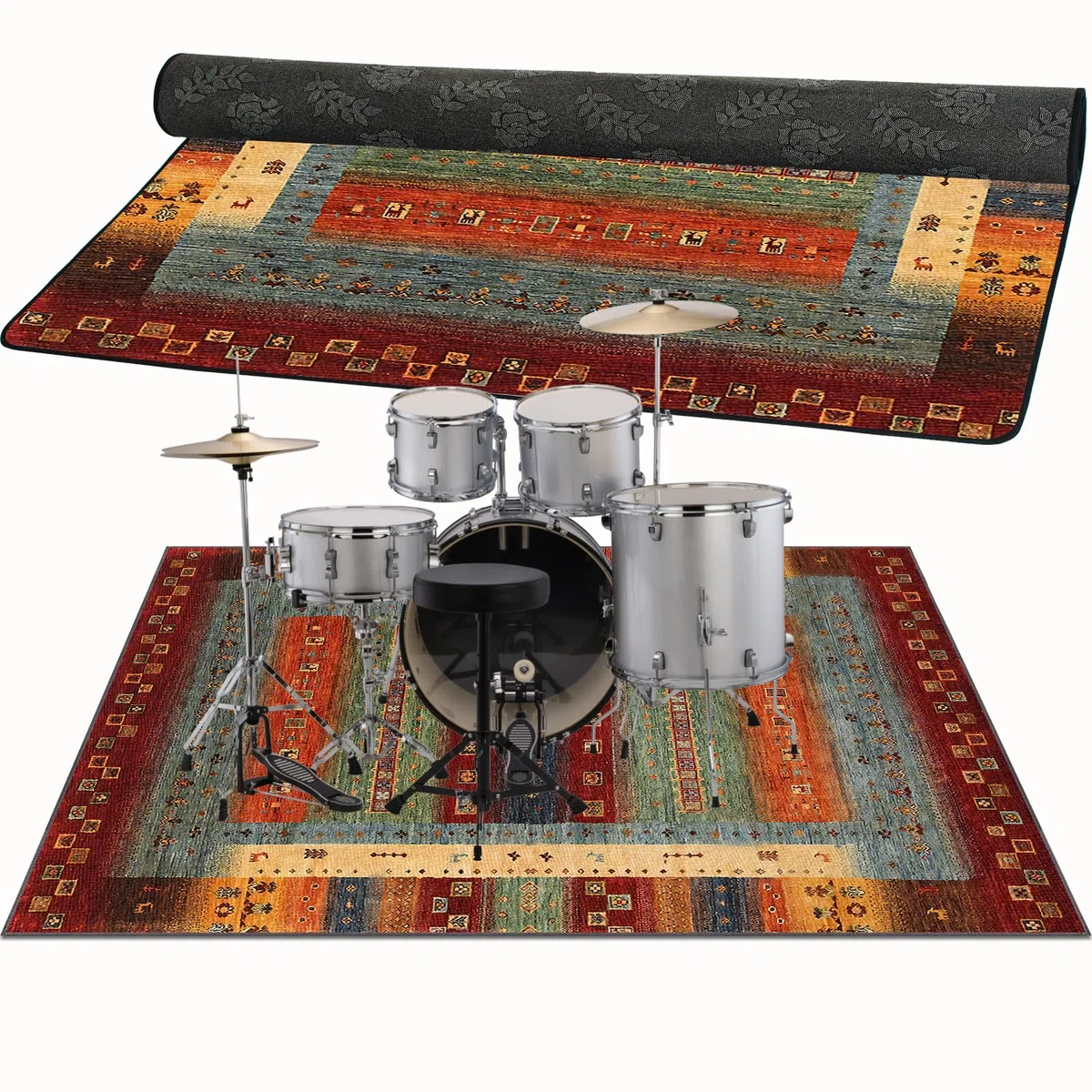Alfombra Bateria Electronica, Alfombras Acusticas, Alfombrilla Insonorizada 160 x 100 cm Alfombra de Tambor para Caja Baterías Acústico Tambor y Instrumentos Musicales