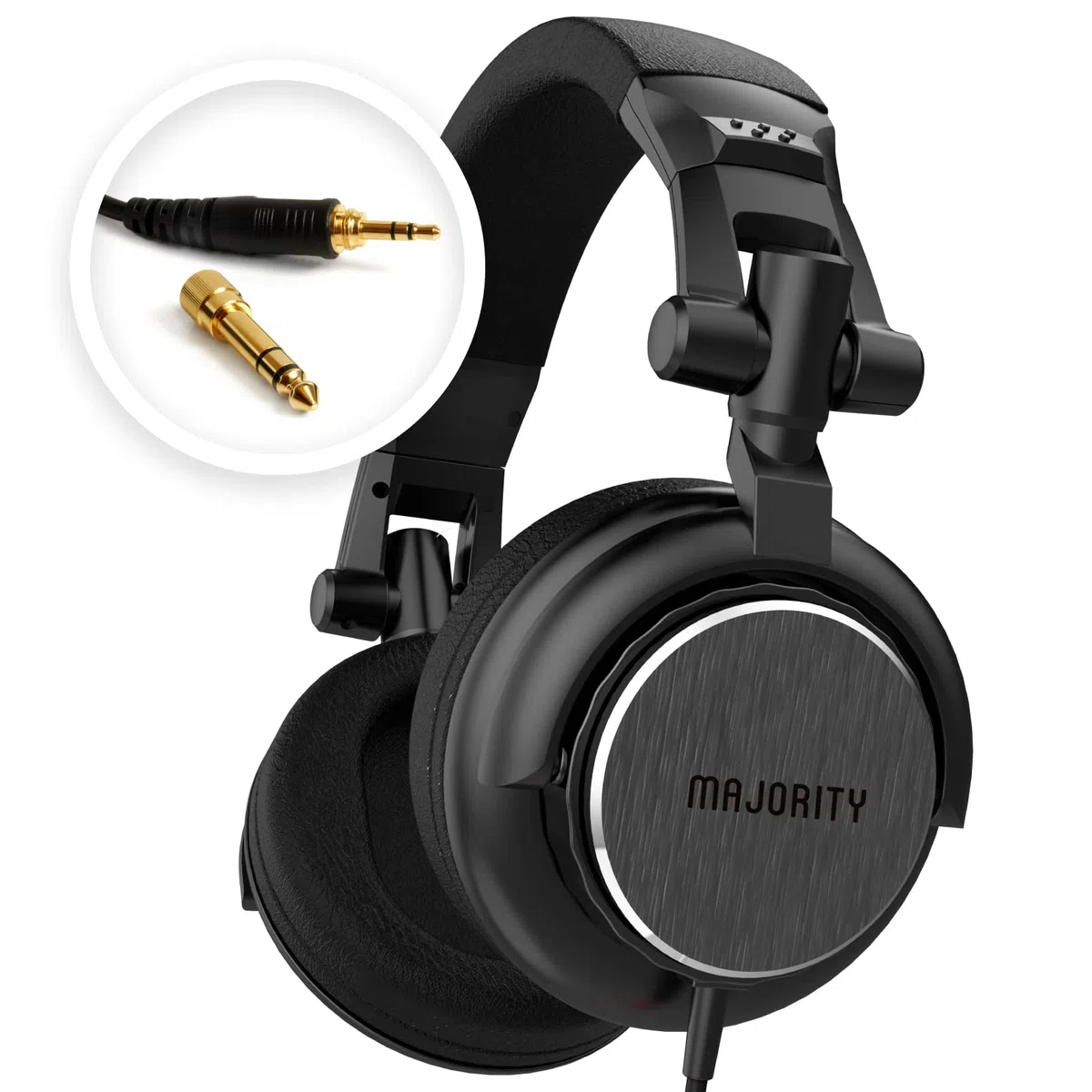 MAJORITY Studio 1 Audífonos Auriculares Plegables con Cable y Controladores de Altavoz de 50 mm | DJ, Juegos, AMP, Grabación | Sonido nítido, Cable Extensible y Conector de Audio de 3,5-6,5 mm