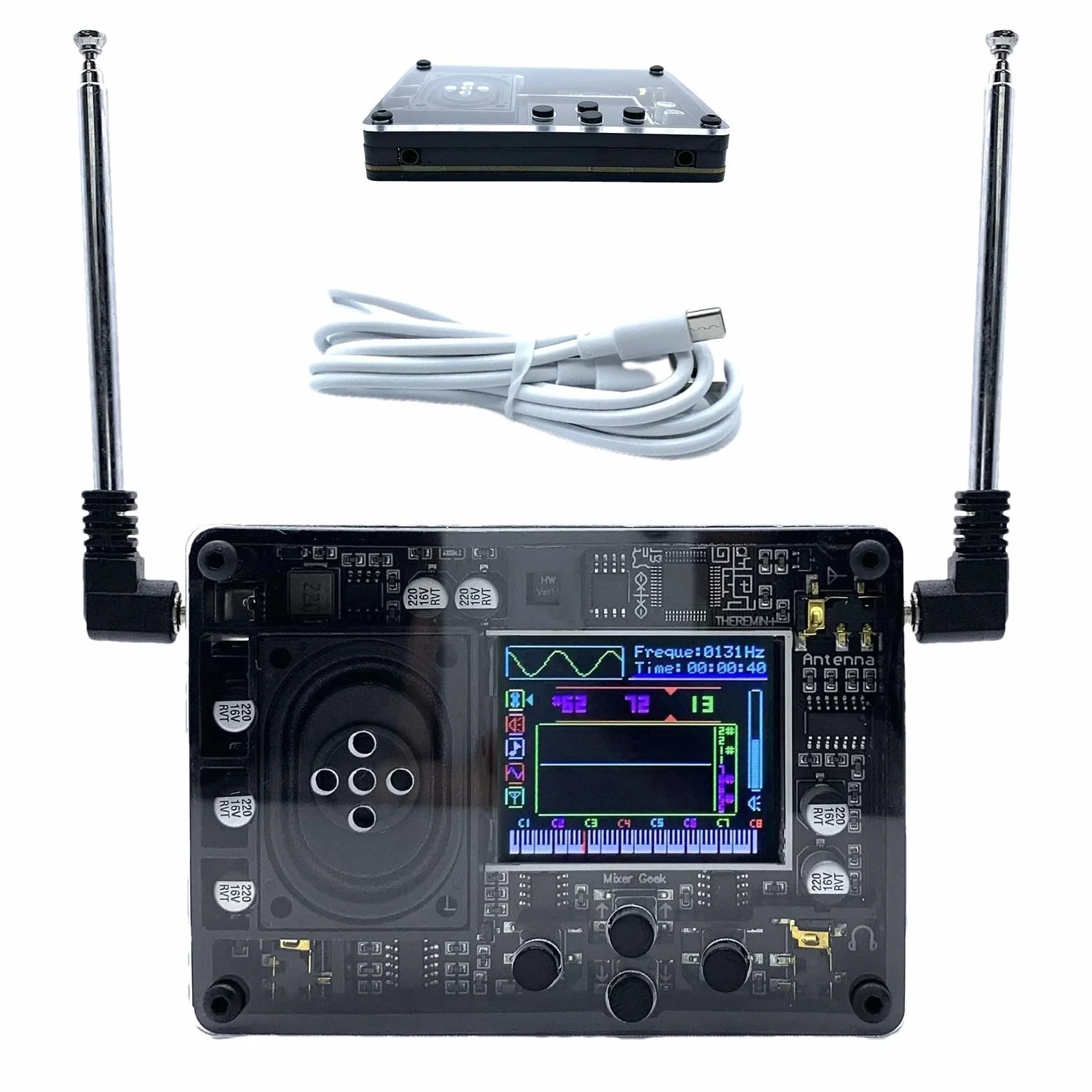 Theremin electrónico, música de instrumentos Theremin, Instrumento musical con teclado Theremin con pantalla OLED, Pantalla ajustable múltiple electrónica del teclado OLED de las voces para los adulto