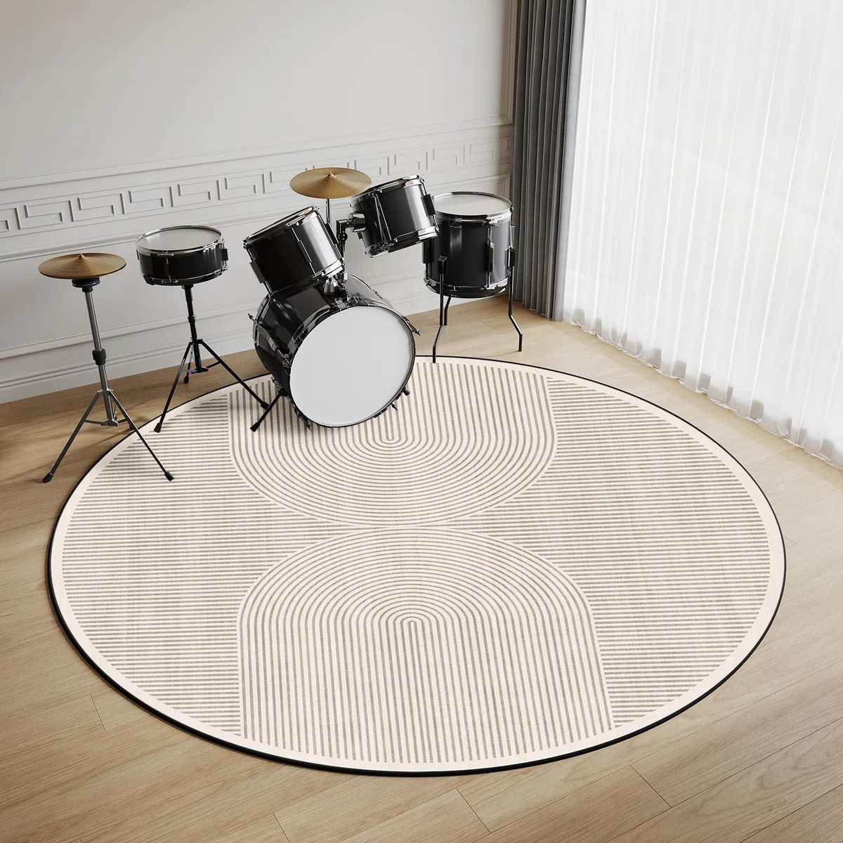 Alfombra Bateria Redonda 100cm,Alfombra para Bateria Acustica Antideslizante,Alfombra para Batería,Alfombra Bateria Electronica (Multicolor B)