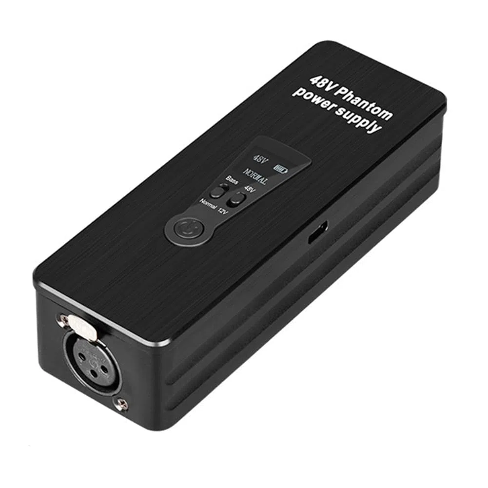 Fuente de Alimentación Fantasma 48V 12V Interruptor Recargable Portátil para Micrófonos de Condensador Preamplificador de Micrófono Estudio de Grabación