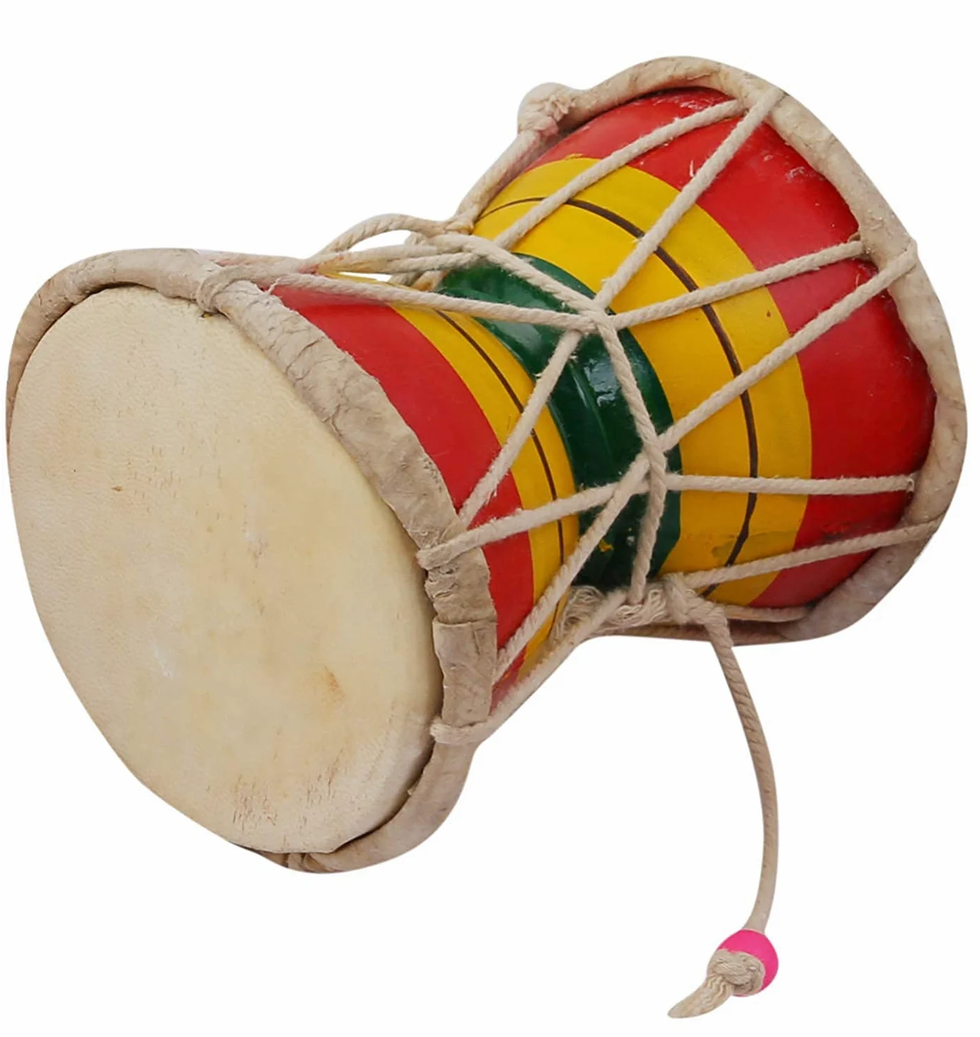 Latón Damroo Damru tambor señor Shiva tambor santo pooja artículo hinduismo con piel de cabra cuero 5 pulgadas