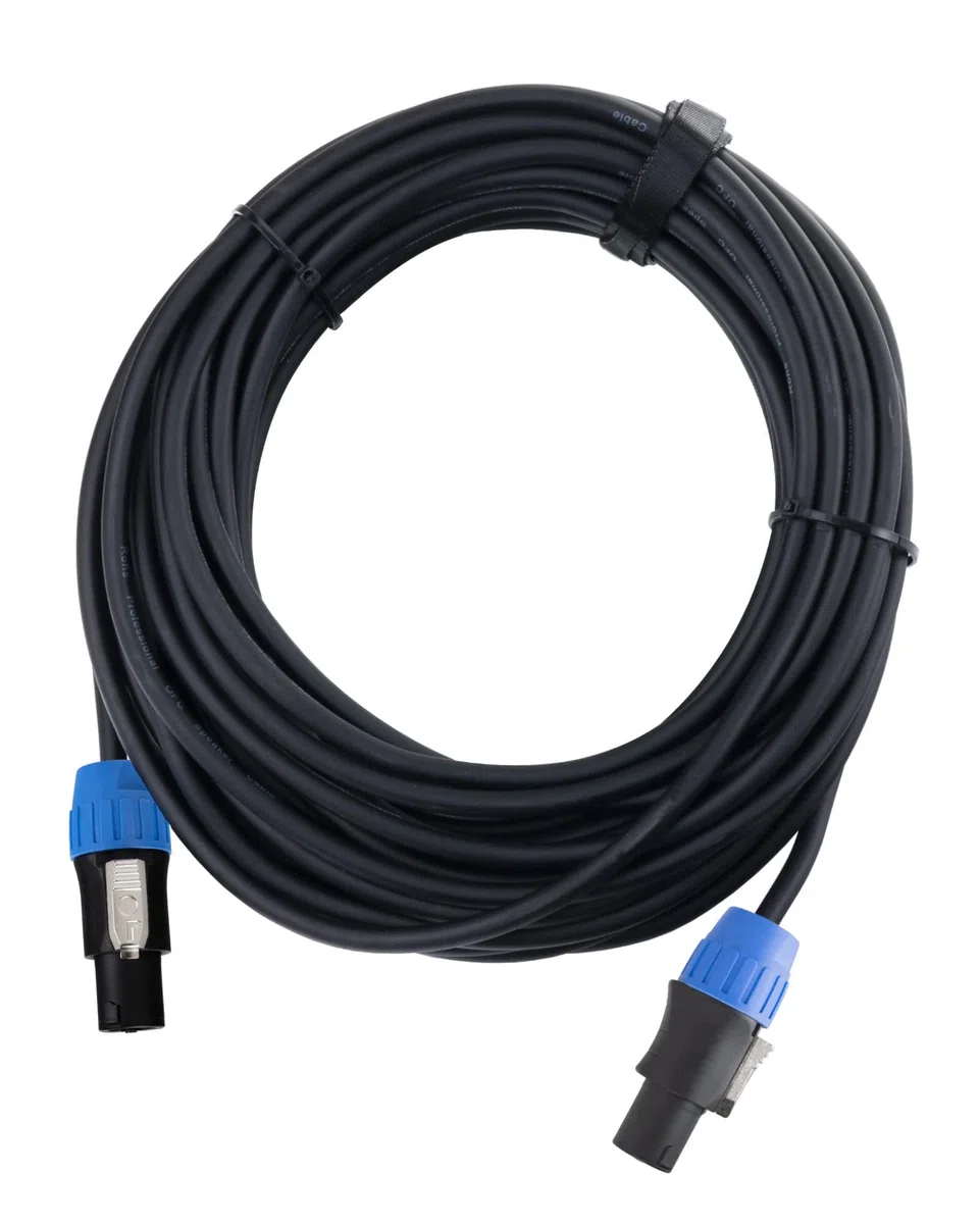 Pronomic pro-line BOXSP2-15 Cable de Altavoz 2x 2,5 mm² - Cable Profesional para DJ y PA - Longitud: 15 m - Conector: 2 polos compatible con Speakon - Alivio de tensión de prensaestopas - Negro