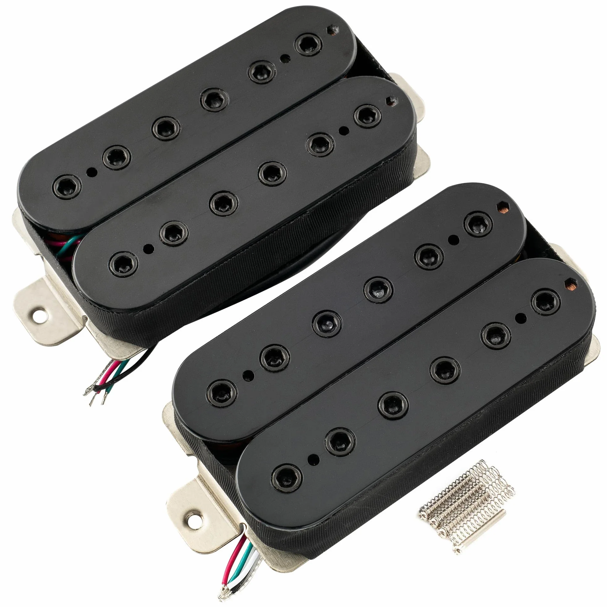 Musiclily Pro HH-HEXA Alnico 5 Pastillas Humbucker Mástil Puente Pickups Set 7,8K/16K Polos Hexagonales Ajustables para Guitarra Eléctrica, Negro