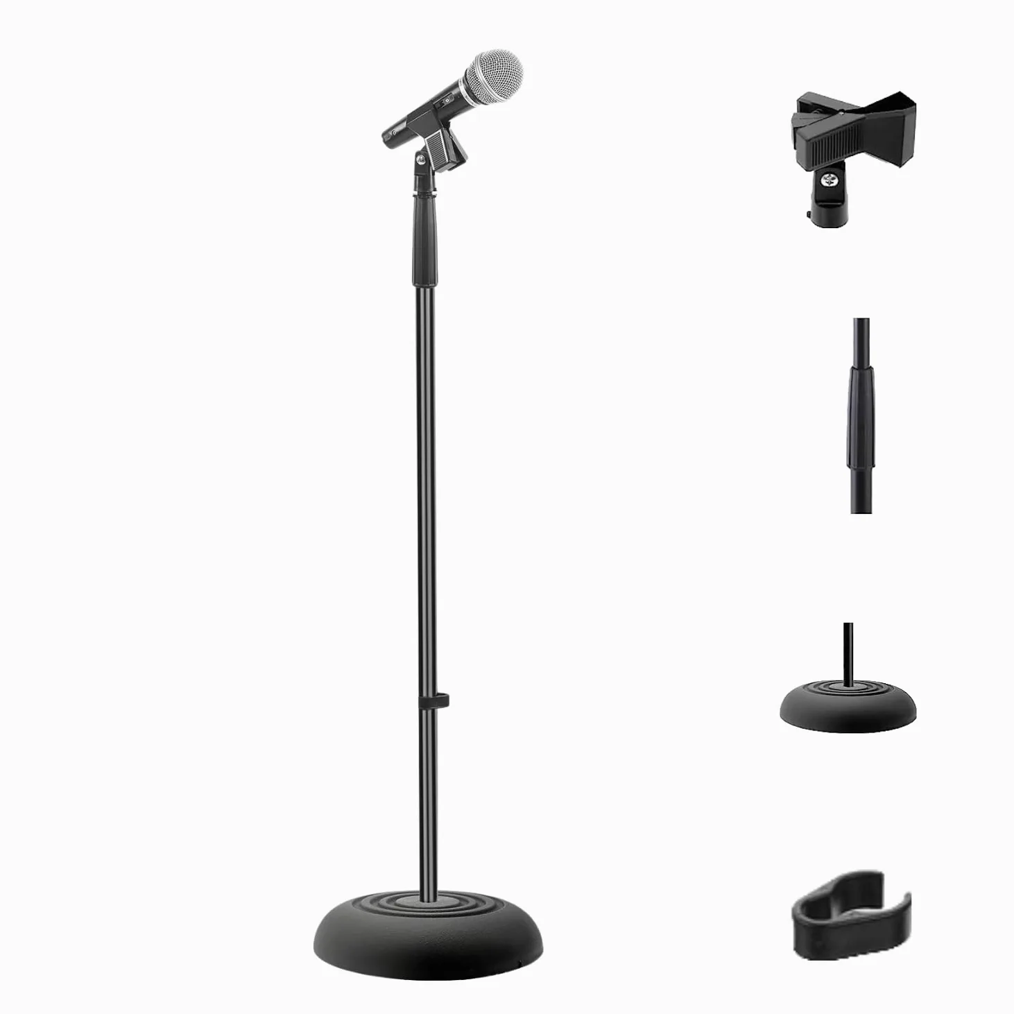 Pyle Pie de Micrófono, Soporte de Base Redonda Pesada Compacta. Altura Ajustable. Una Pieza (85 a 152 cms)