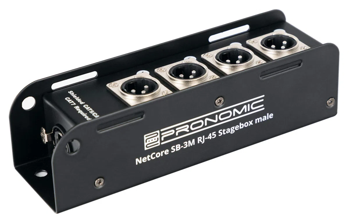 Pronomic NetCore SB-3M Multicore-Stagebox macho - Stagebox con 4 conectores XLR (macho) a conector RJ45 - para la transmisión de señales analógicas o digitales a través de cable de red