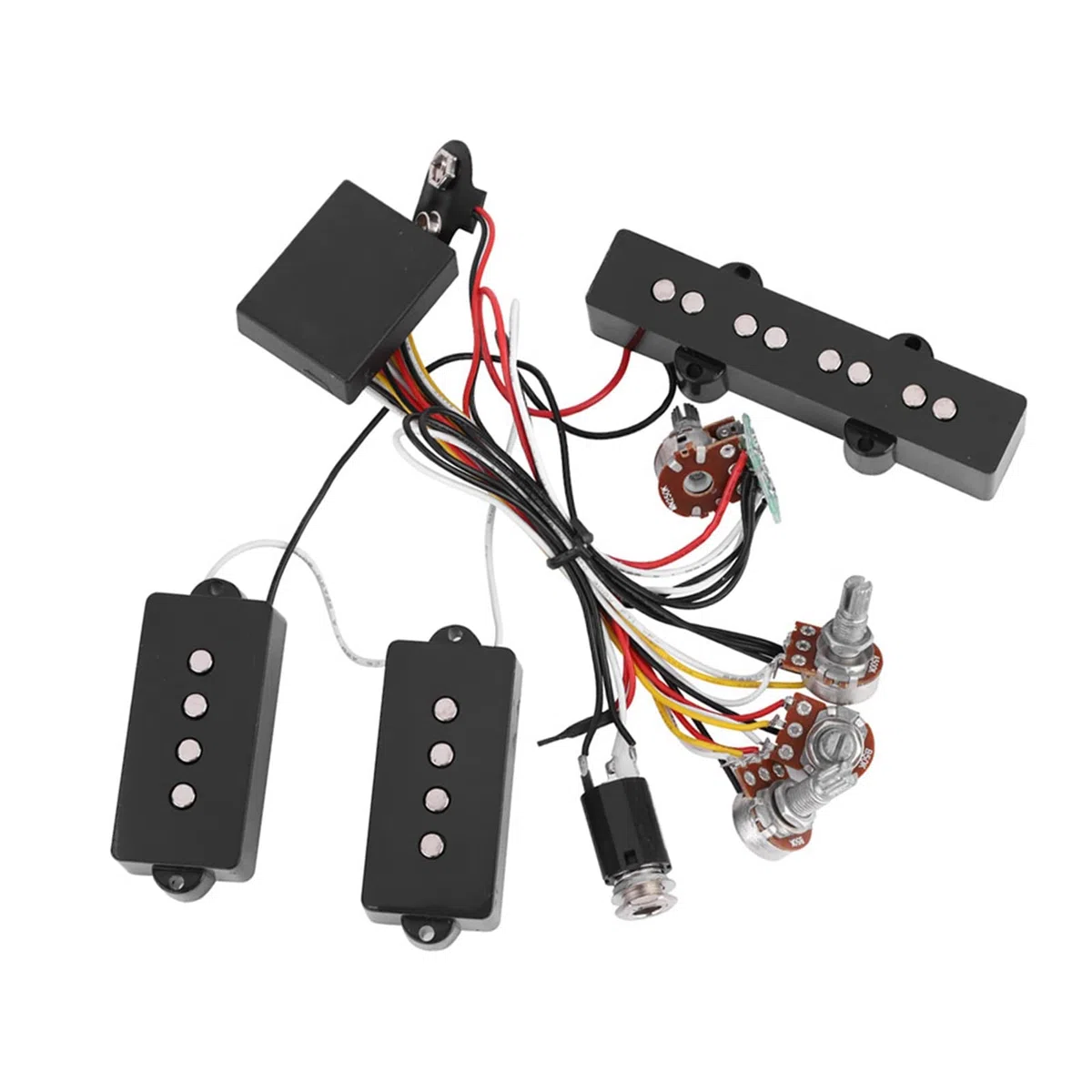Pastillas de Bajo Eléctrico 3 Bandas Ecualizador Activo y Pasivo con Preamplificador Cableado Circuito para Guitarra Bajo Optimizado para Mayor Claridad y Versatilidad