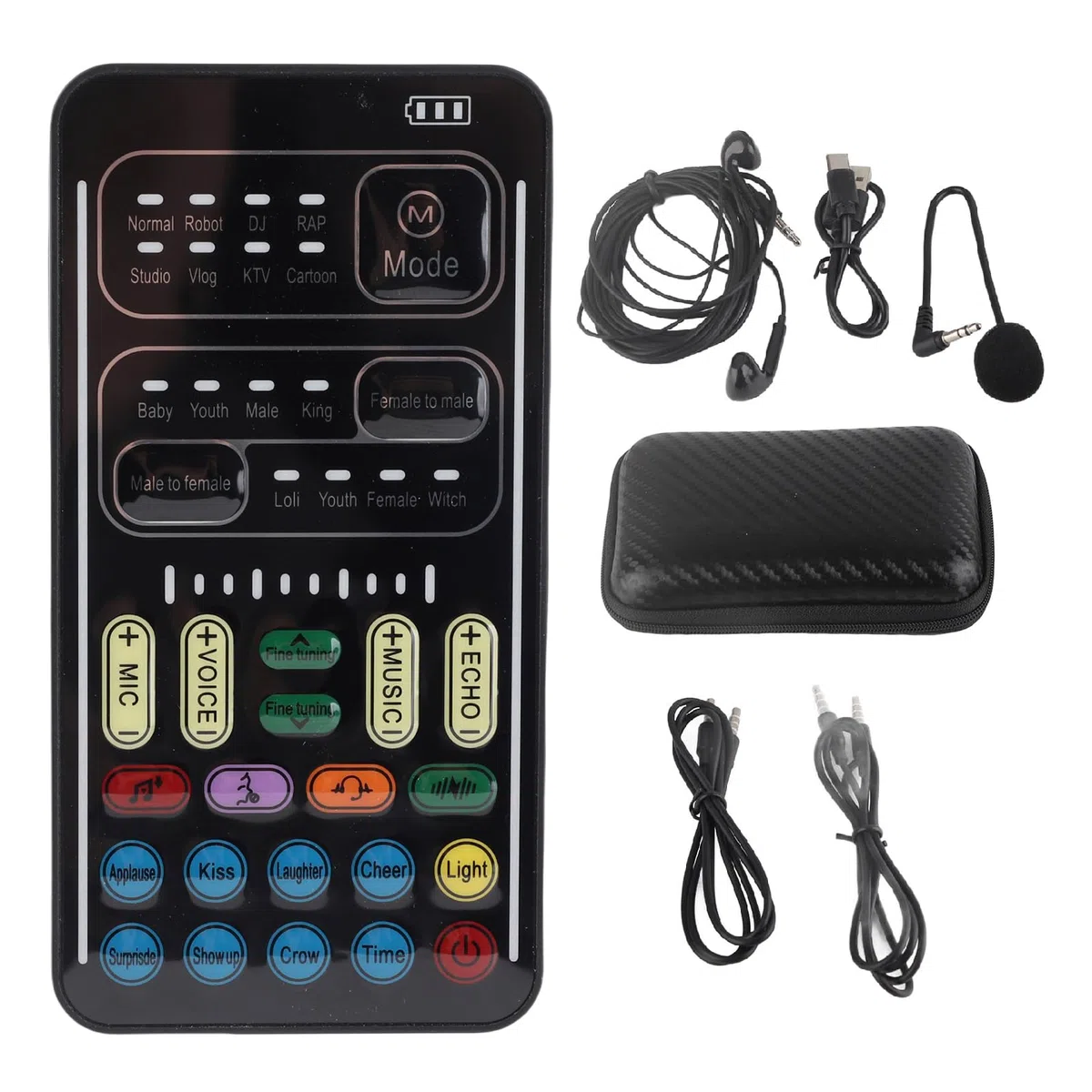 Juego de Cambiador de Voz I9, Cambiador de Voz con Micrófono Portátil de Mano, con 8 Sonidos y Efectos de Sonido Diferentes, Luces LED, Plug and Play, para Teléfono Móvil y PC