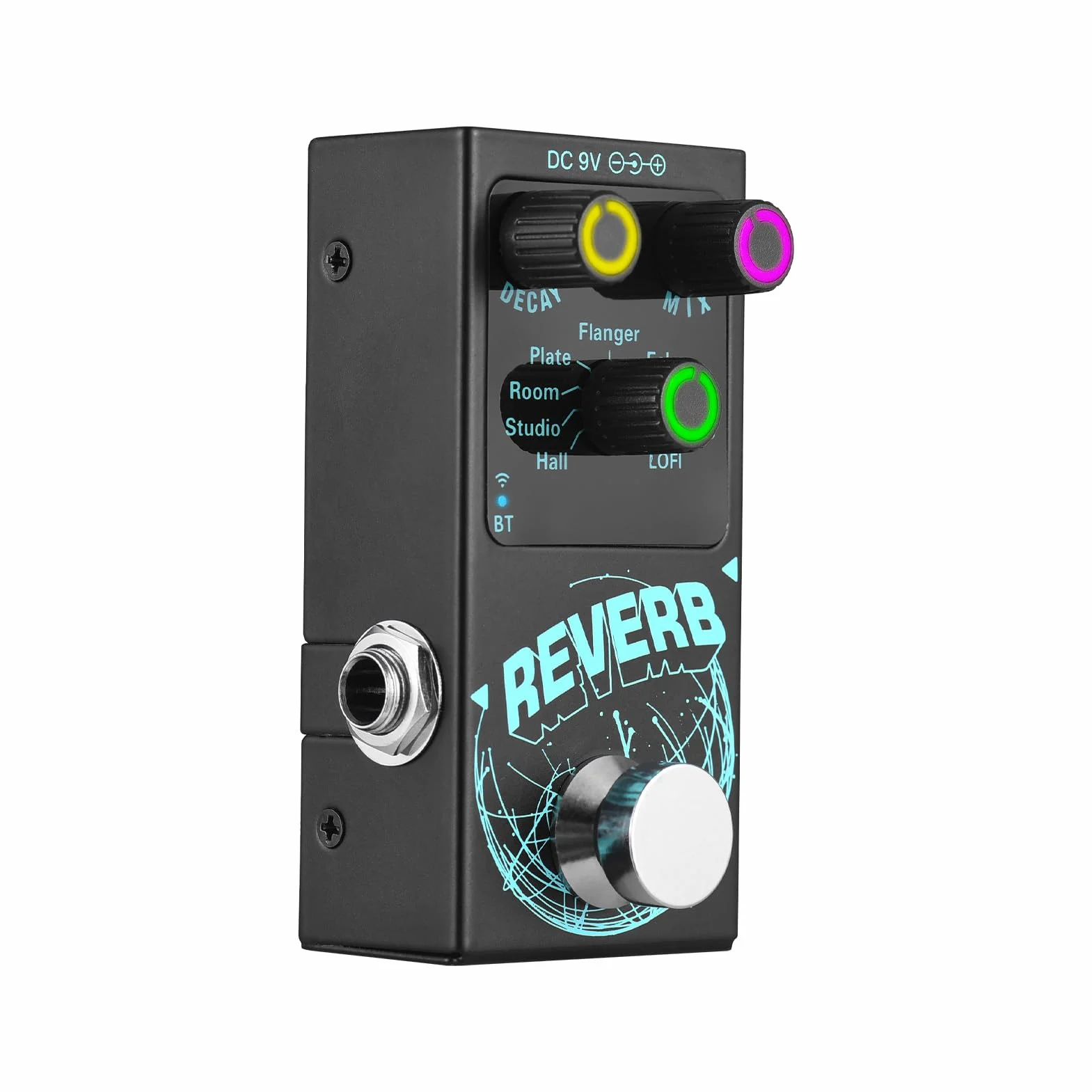 Pedal de efectos de guitarra Reverb digital para guitarra Pedal de efectos de guitarra con 9 reverberaciones diferentes Acompañamiento inalámbrico Perillas de control luminosas DECAY/MIX con by