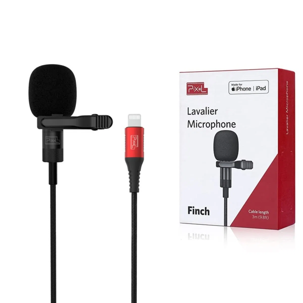 Pixel Micrófono Solapa, Omnidireccional Lavalier Micrófono de Condensador con 3 m Audio Cable Extensión para Podcast/Grabación Entrevista/Videoconferencia/Youtube [MFi Certificado] para iPhone/iPad
