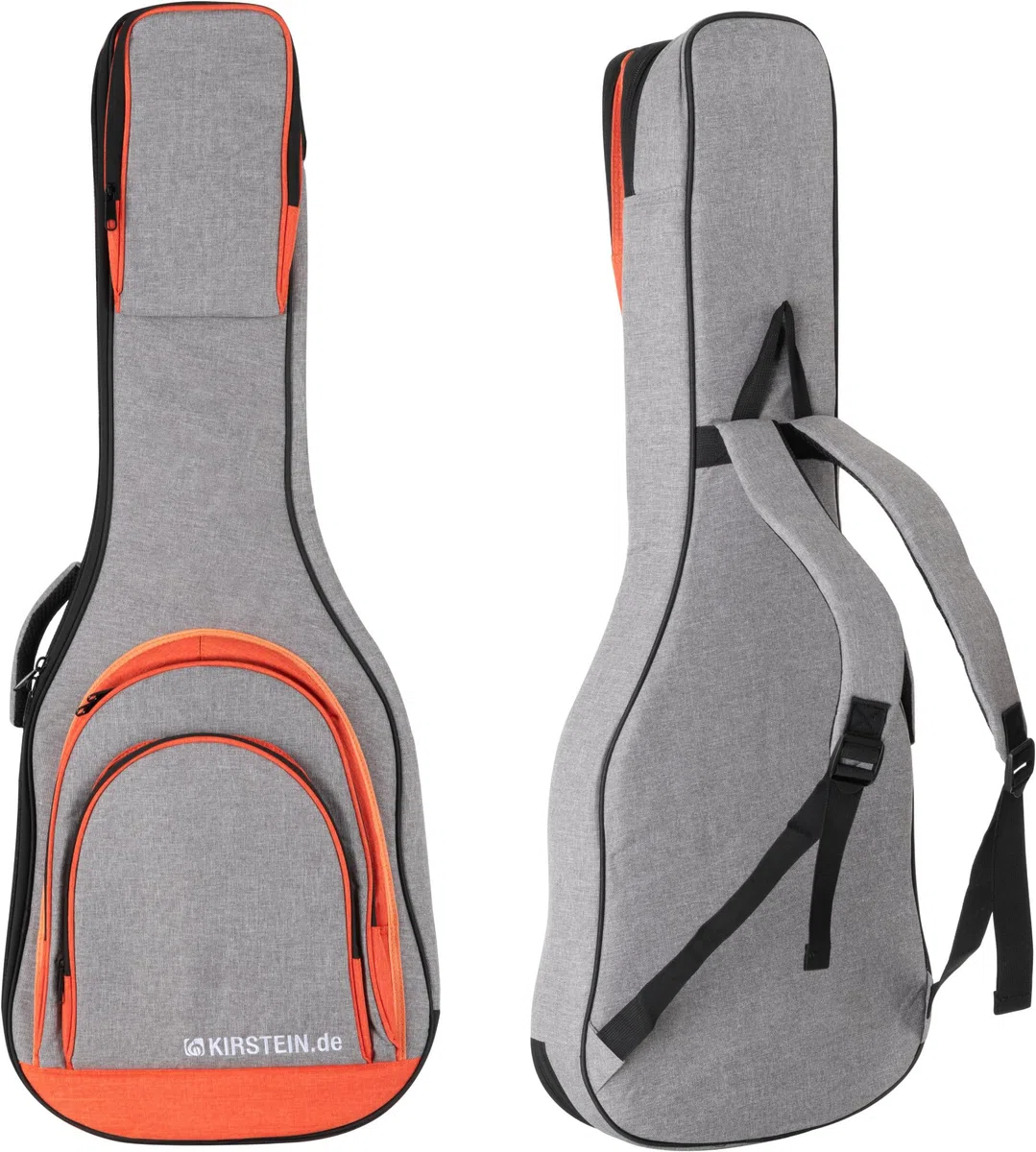 Kirstein Funda para Guitarra eléctrica EGBK-1122OG, Acolchada 10 mm, fijación para mástil, Correas Mochila Acolchadas, 3 Bolsillos Frontales, Medidas 103x37 cm, Color Gris.