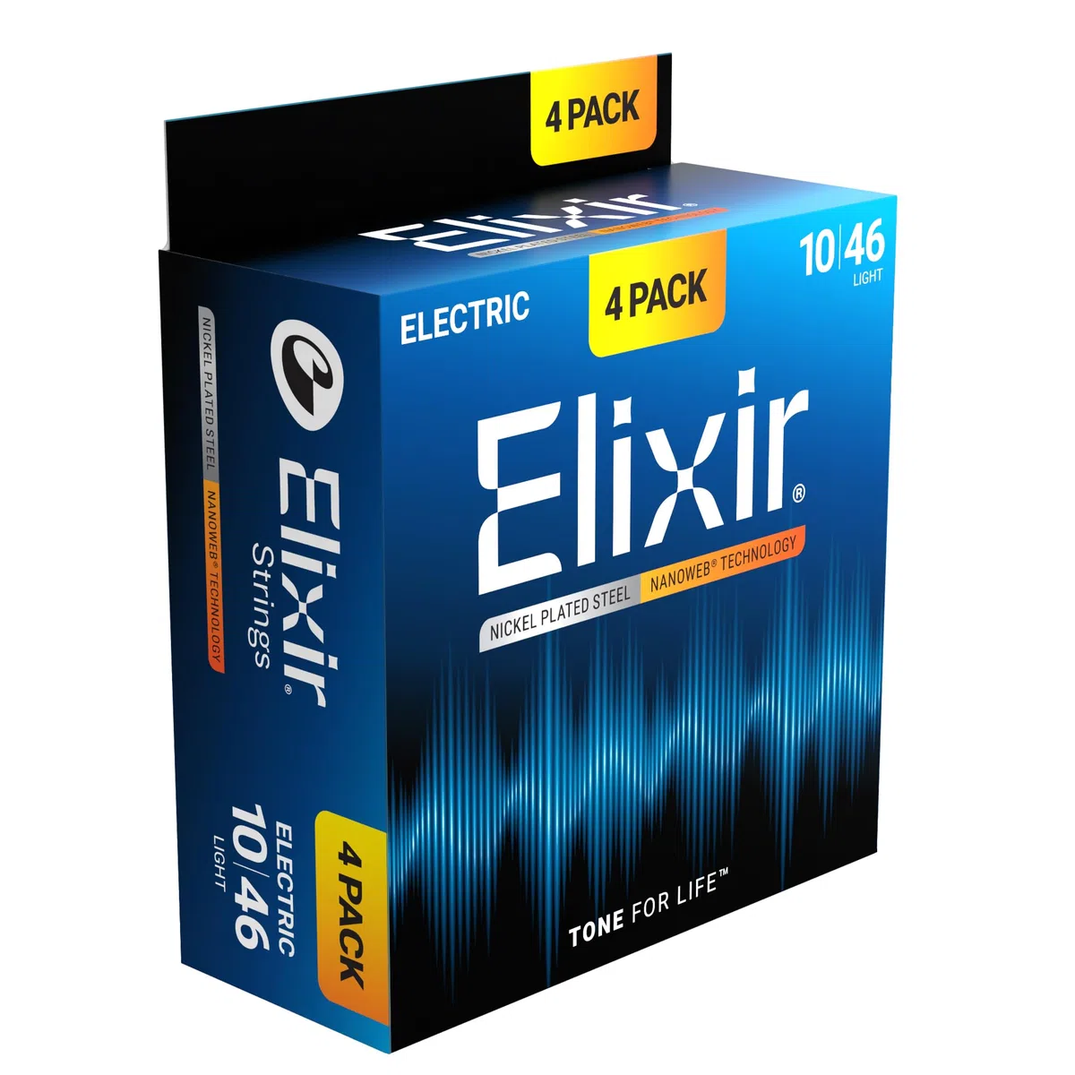 Elixir Cuerdas Strings para guitarra eléctrica con tecnología NANOWEB, ligeras (.010-.046), paquete de 4 unidades especial de Amazon
