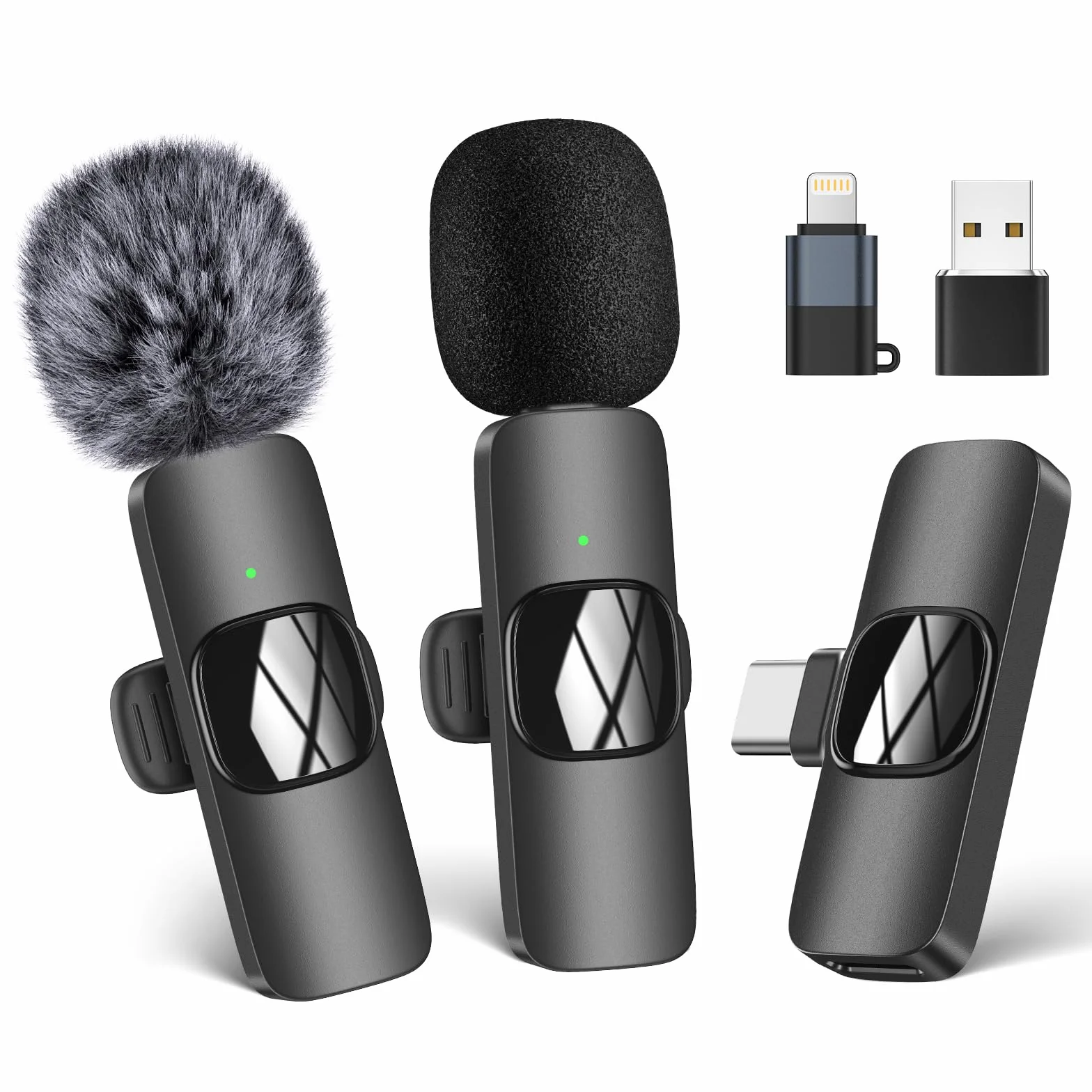 Micrófono Lavalier inalámbrico para iPhone/teléfono Android/computadora, micrófono de solapa USB C para grabación de video, vlogging, TikTok, YouTube, reducción de ruido, micrófono de clip Plug Play