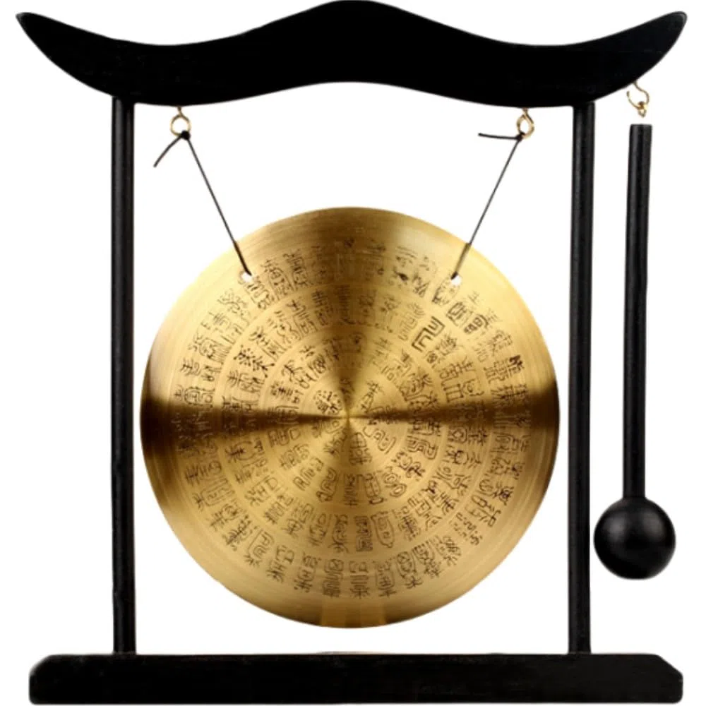 Ideal para curación de sonido, adornos para el hogar u oficina, para sala de estar, gong de mano para inauguración de la casa, madera, latón, oriental, chino, misterioso, decoración, regalos, Feng
