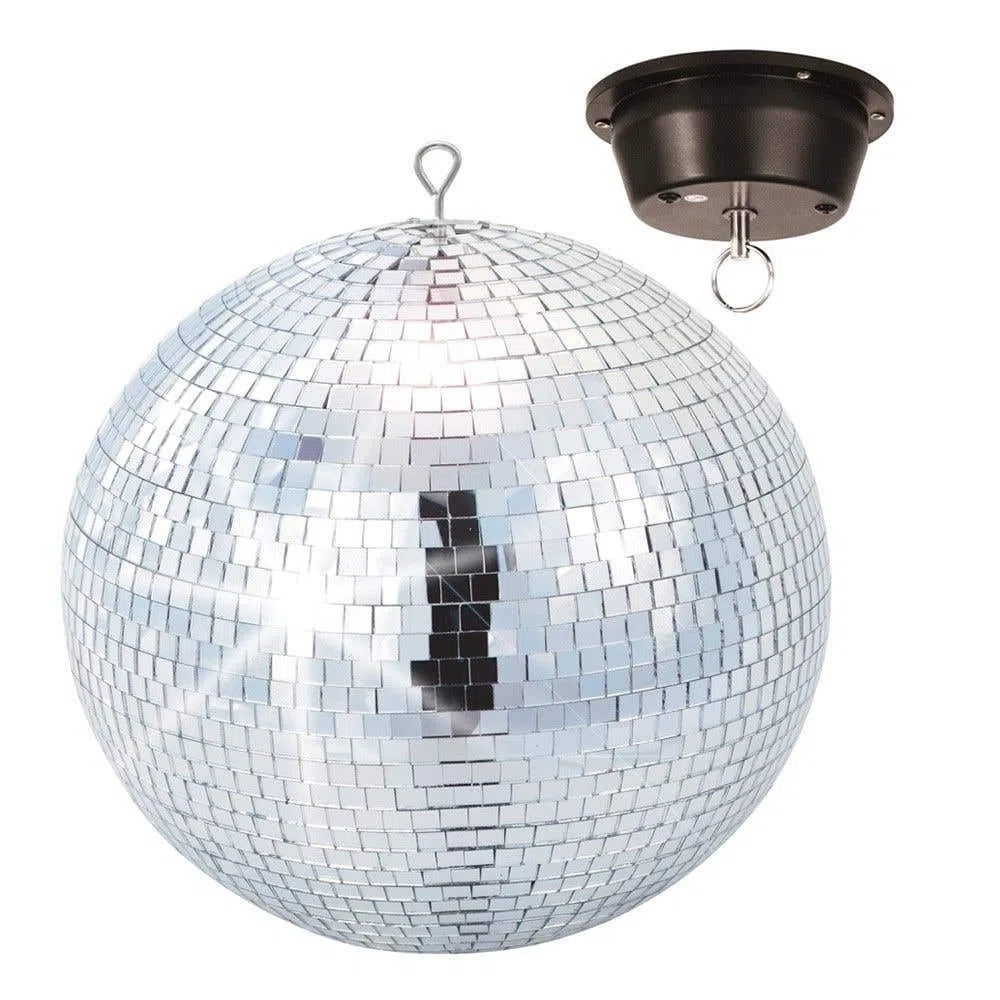 BeamZ MB30M - Bola de espejos 30 CM con motor, Bola de discoteca giratoria, Luz Discoteca, Motor eléctrico 230V, Esfera de PVC, Bola discoteca de espejos, luces discoteca profesional, Disco Ball