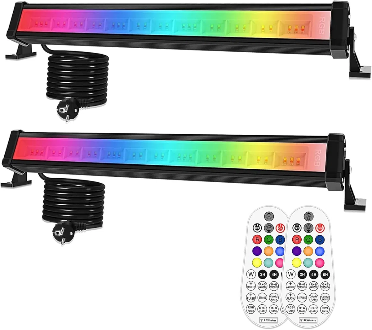 MEIHUA Focos RGB Exterior 42W con Control Remoto 10 Colores 12 Modos 6 Brillo IP66 Impermeable Barras de Luz RGB con Temporizador Memoria LED Floodlight para Bar Jardín Fiesta Halloween Navidad
